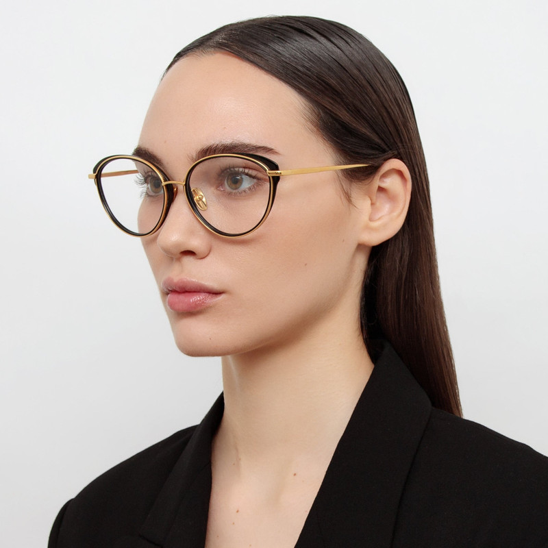 LINDA FARROW SONG CAT EYE OPTICAL FRAME IN YELLOW GOLD outlook