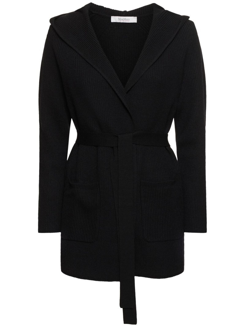 Finezza belted wool knit short coat - 1