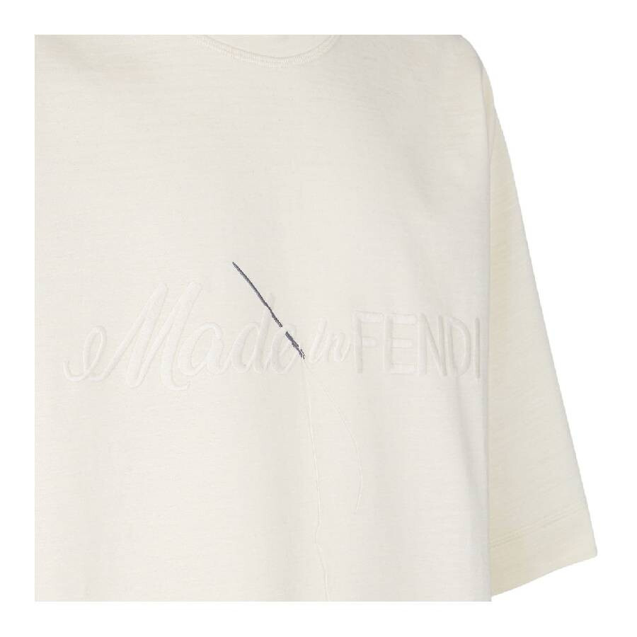 Fendi Embroidered Logo Crew Neck Cotton T-Shirt - 7