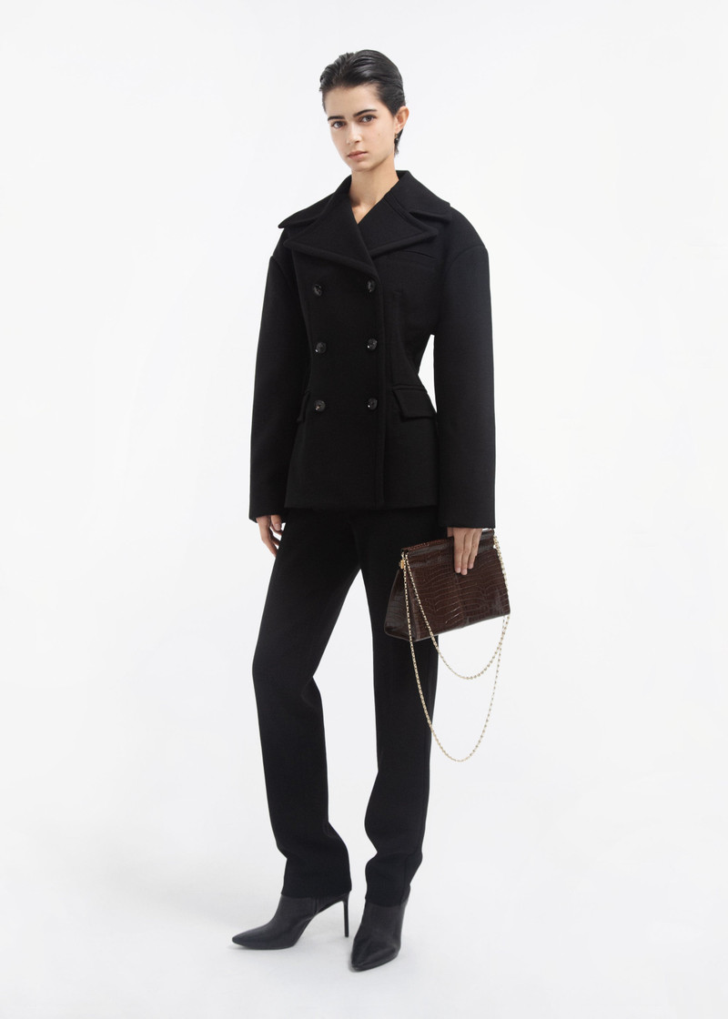 Oversized Double Breasted Peplum Jacket in Wool 3