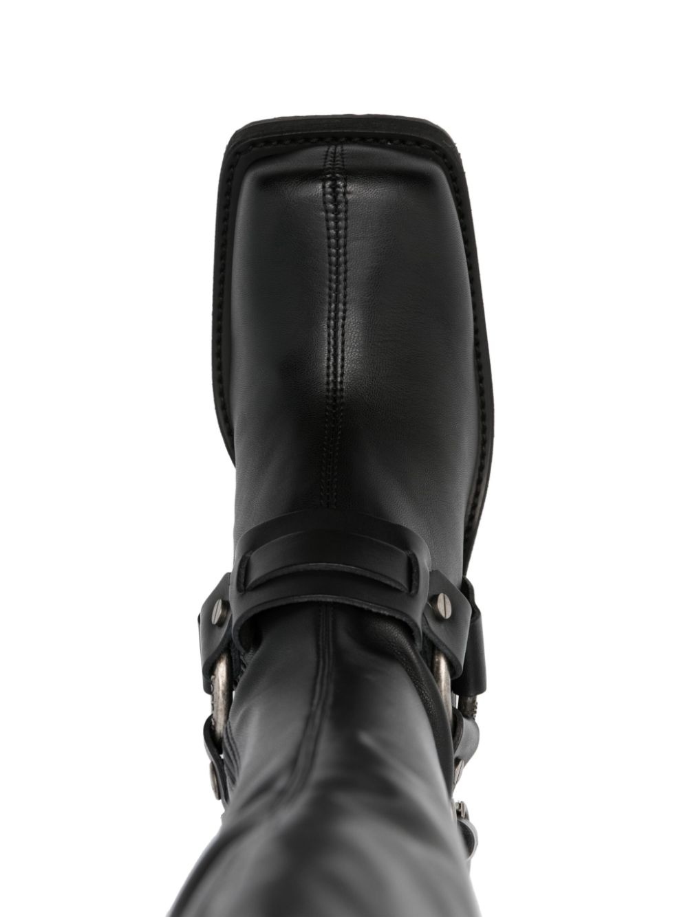 80mm square-toe leather boots - 4