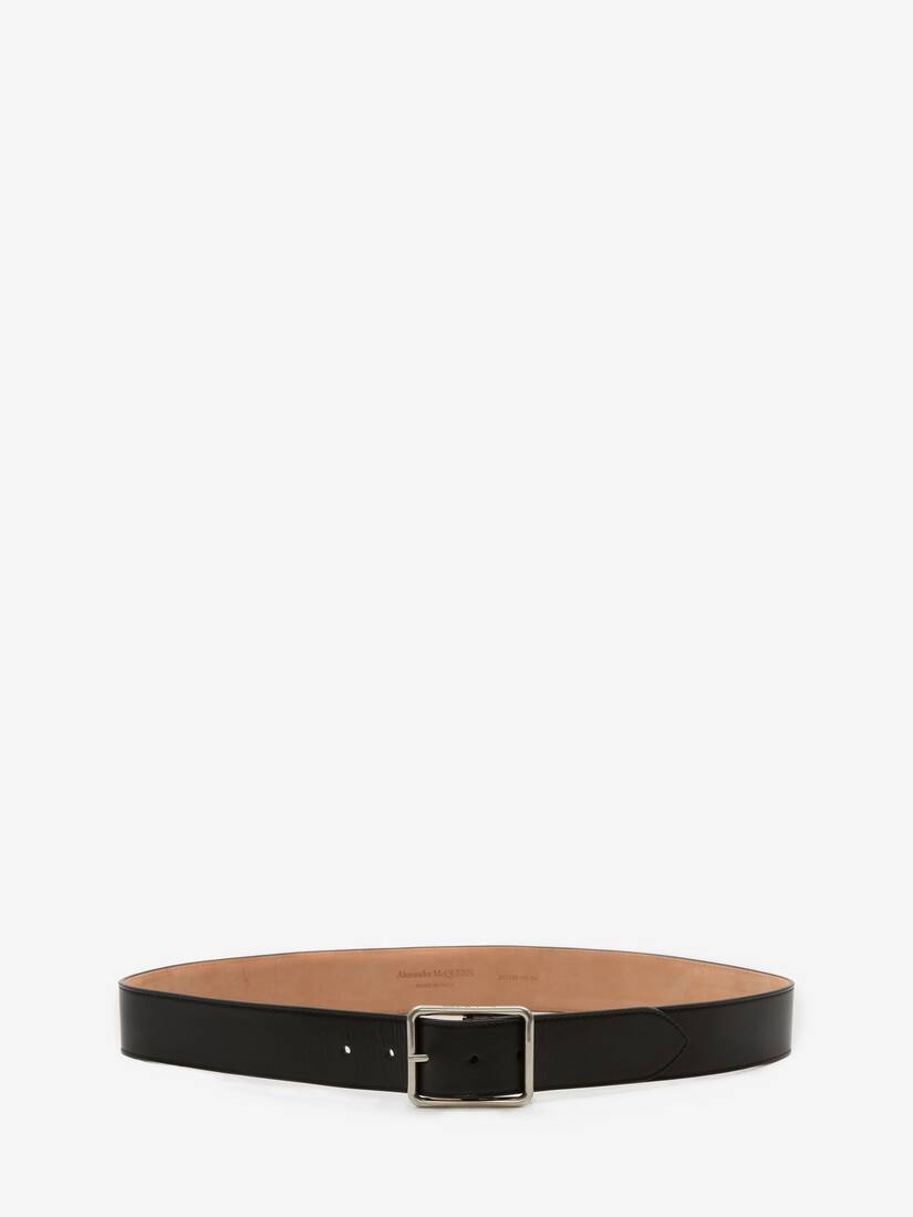 Leather Belt in Black - 1