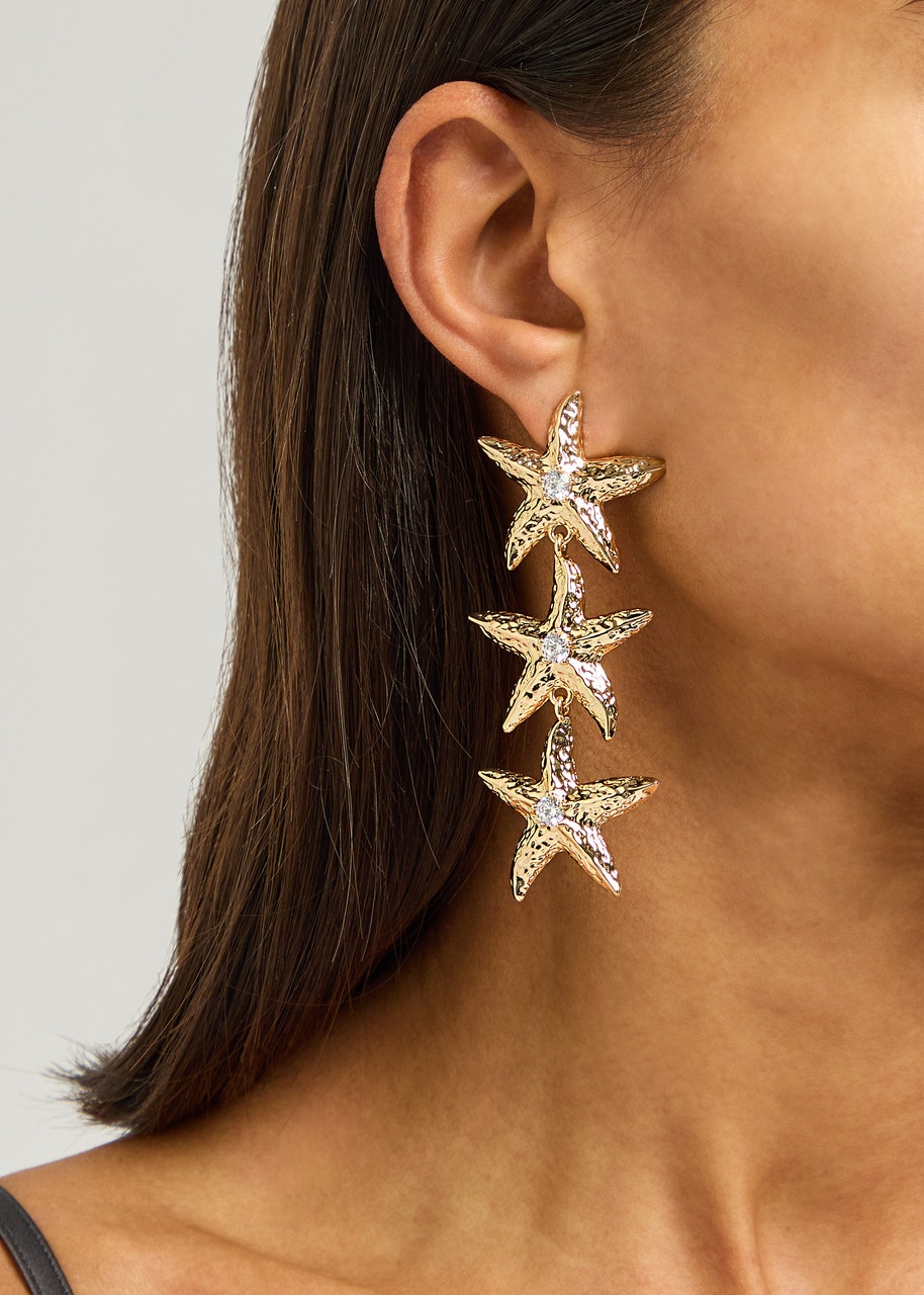 Self-portrait Mottled Gold Sea Star Gold-plated Drop Earrings - 2