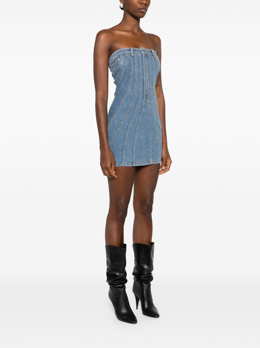 denim bustier mini dress - 3
