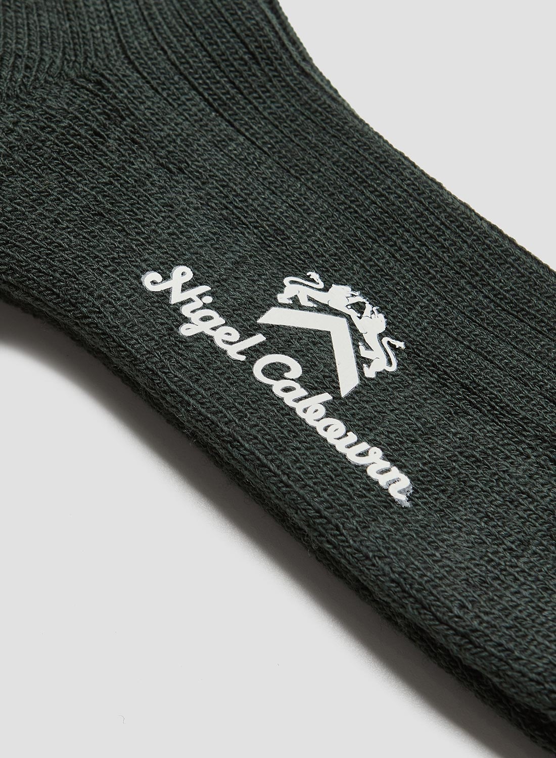 Ribbed Wool Crew Sock in Bottle Green - 3