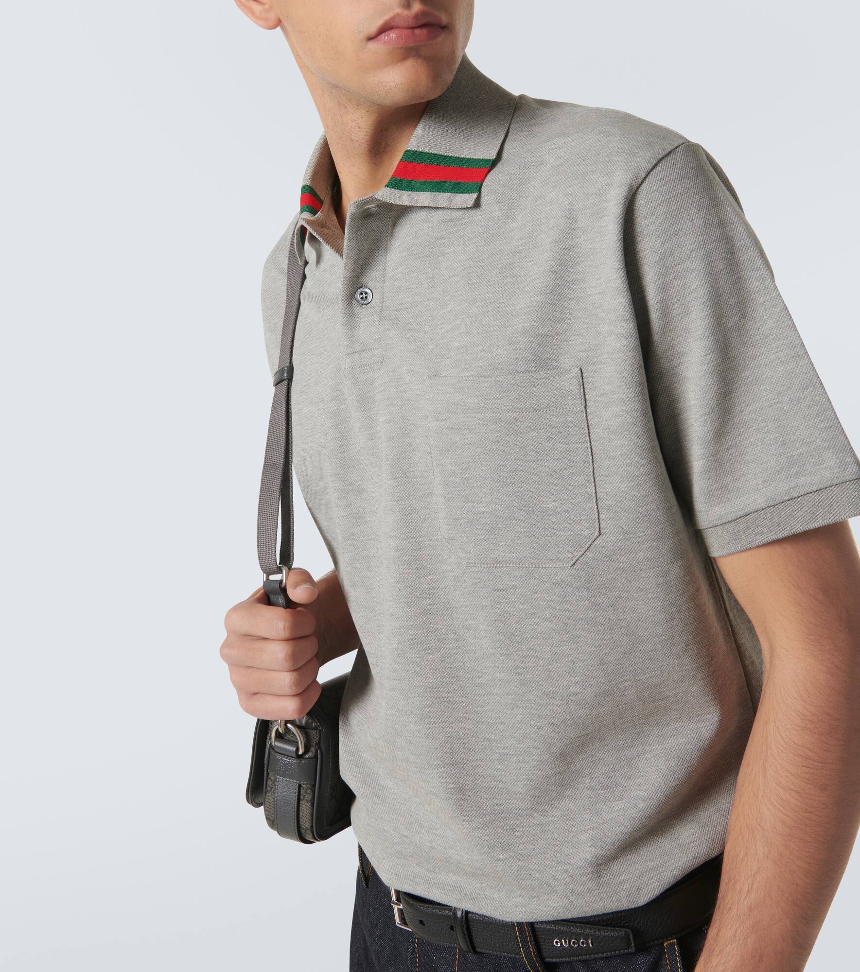 Web Stripe cotton-blend piqué polo shirt - 5