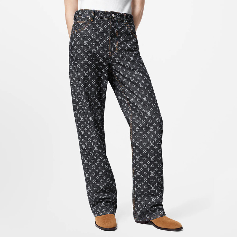 Monogram Jacquard Denim Skate Pants 2