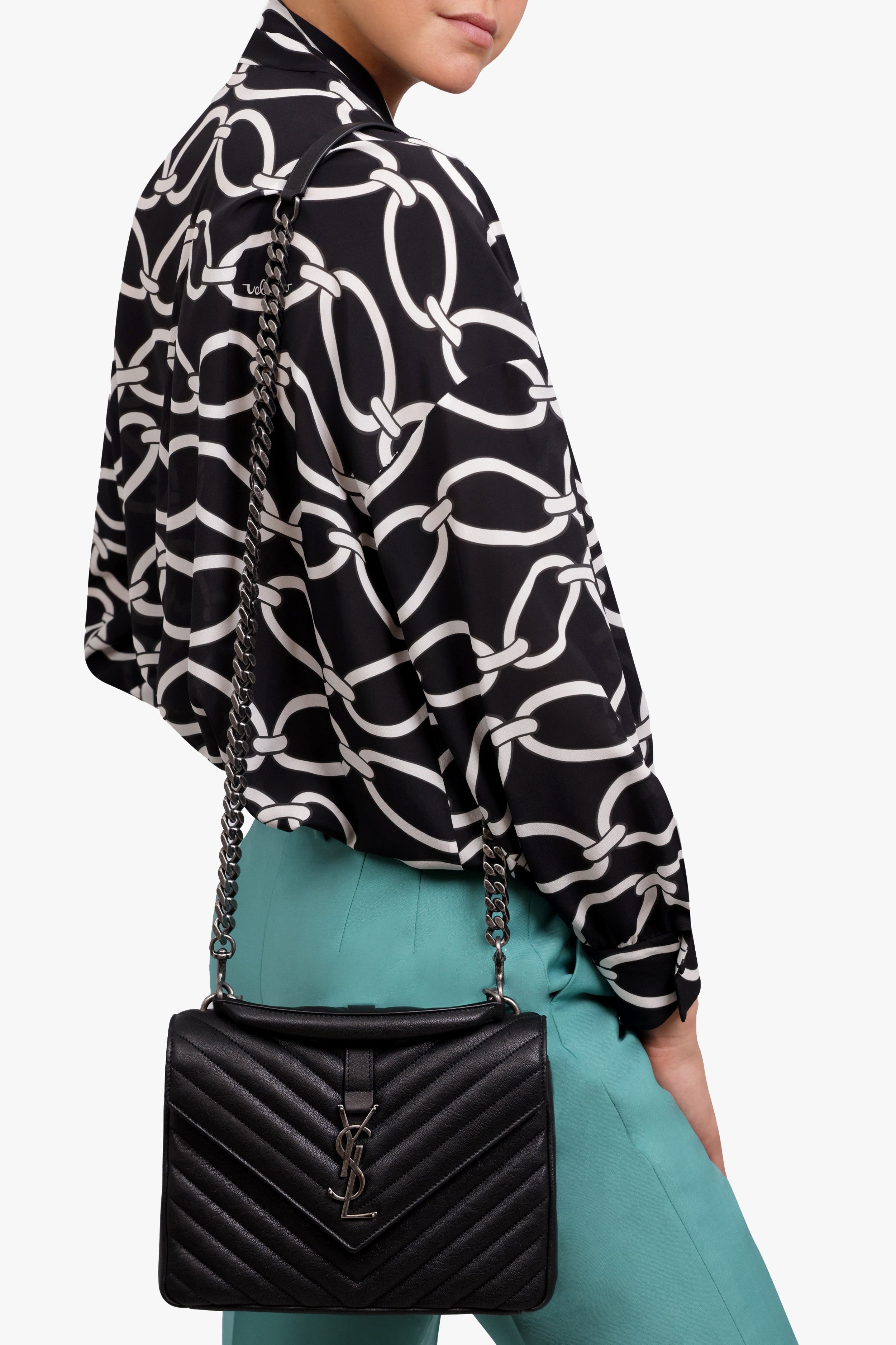 LARGE COLLEGE BAG BLACK/SILVER - 4