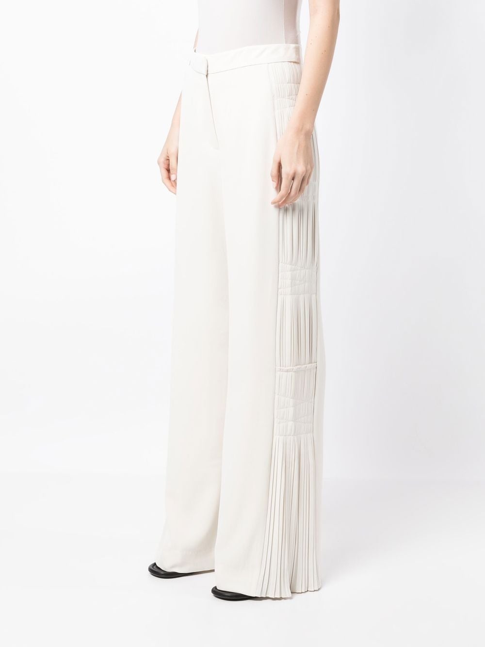 wide-leg ruched trousers - 3