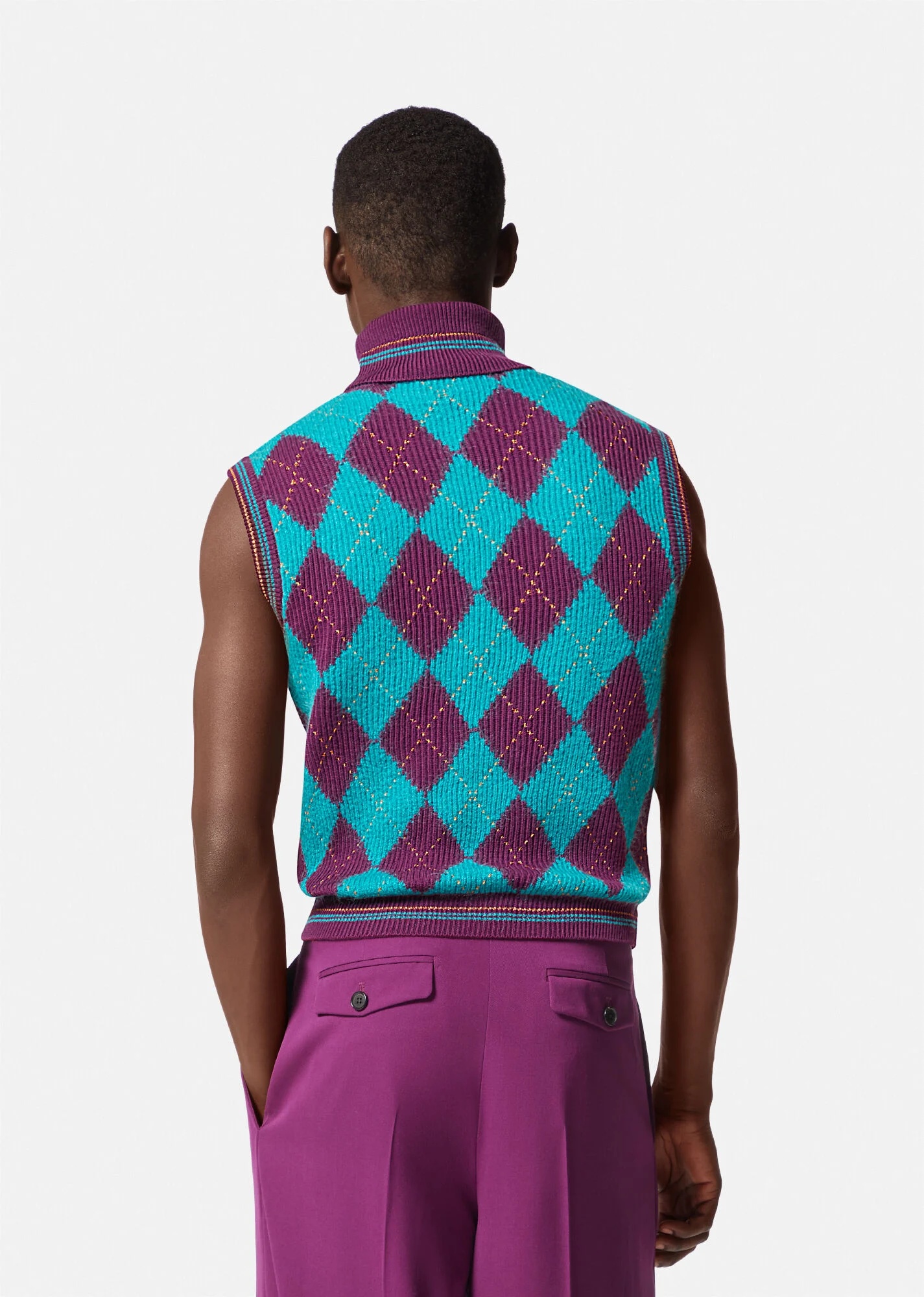 Argyle Knitted Sweater Vest - 4