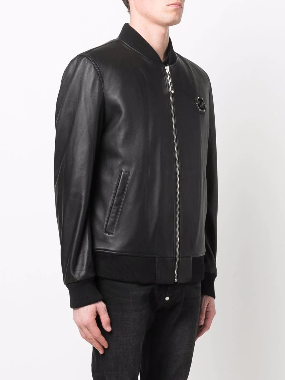 logo zipped bomber jacket - 3
