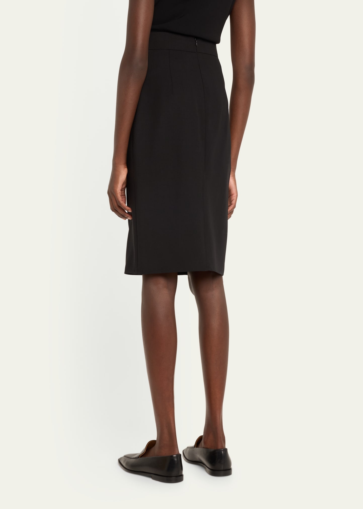 Trapezoid Buckle Wrapped Wool Pencil Skirt - 3