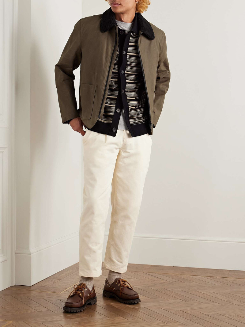 Oliver Spencer Lambeth Fleece-Trimmed Coated-Cotton Jacket outlook