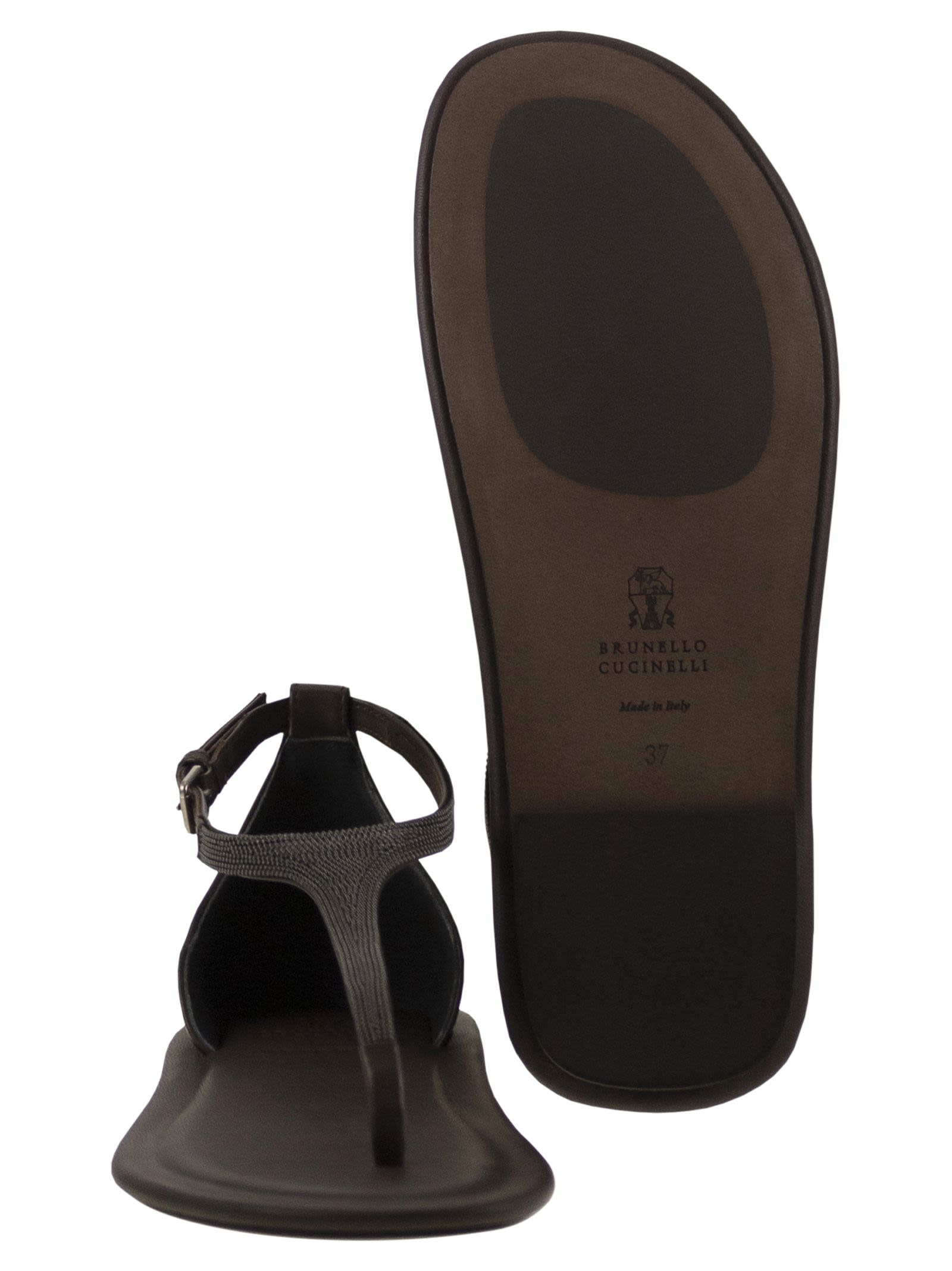 Brunello Cucinelli Women Nappa Leather Sandals With Precious Strap - 5