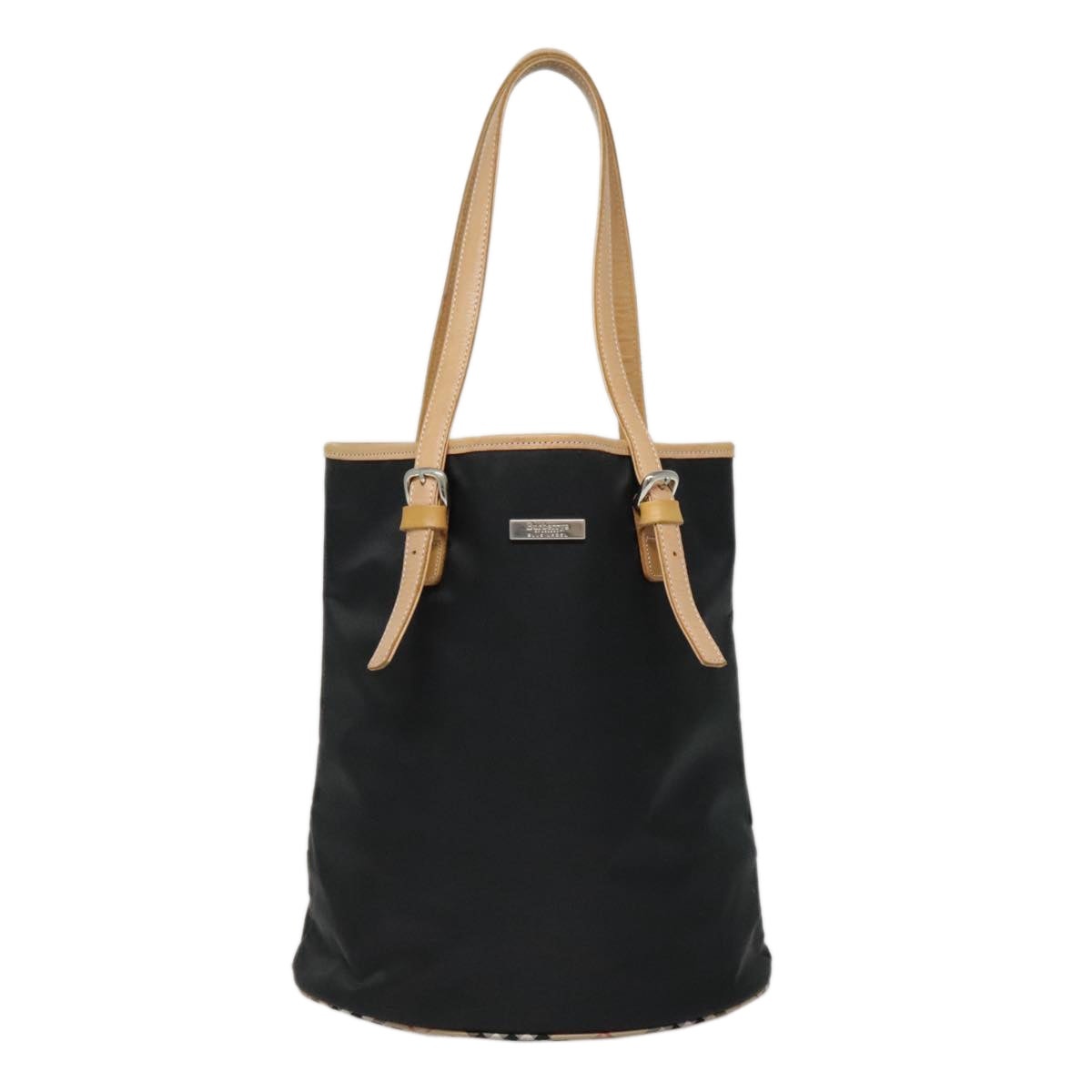 Burberry Nova Check Blue Label Tote Bag Nylon Black Beige - 13
