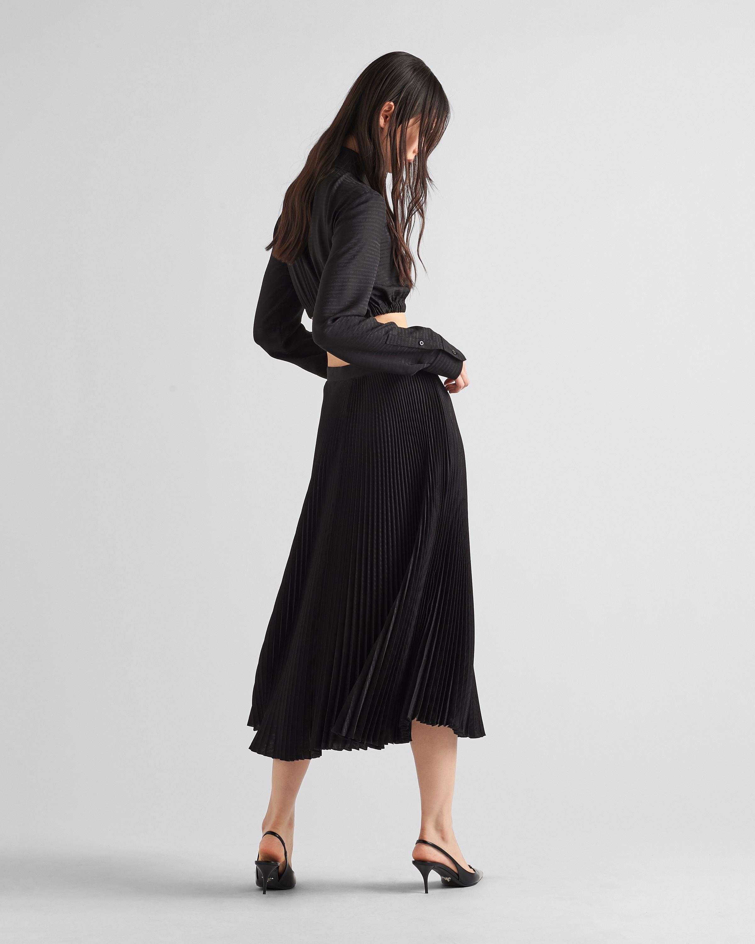 Jacquard crepe de chine midi skirt - 5