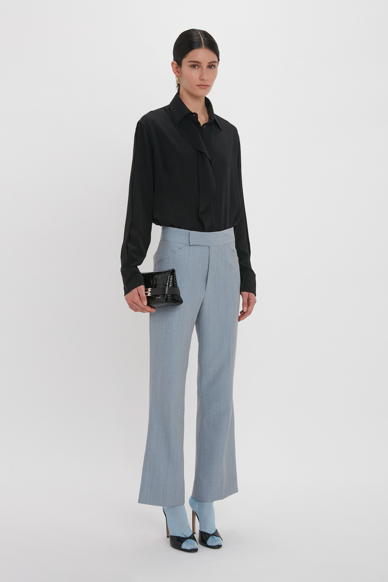 Exclusive Wide Cropped Flare Trouser In Marina 6