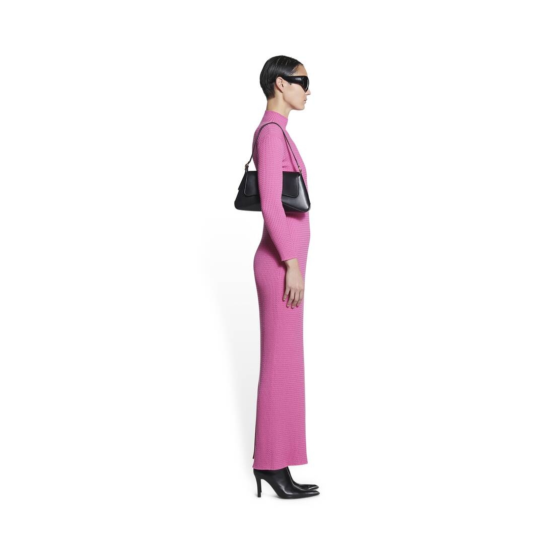 Women's Fitted Dress in Pink - 3