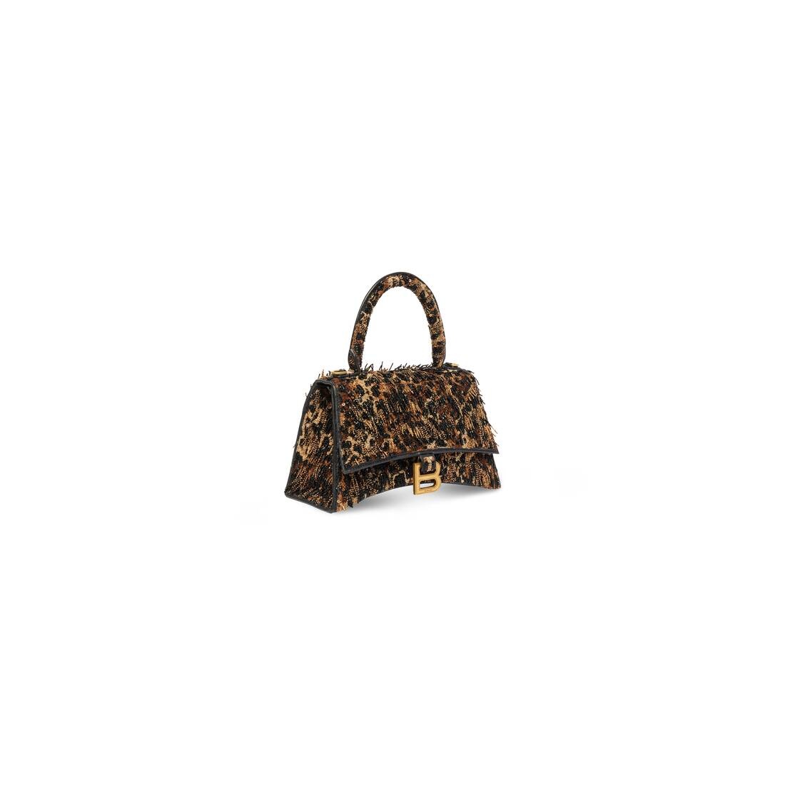 Women's Hourglass Xs Handbag With Chain Embroidery in Black - 5