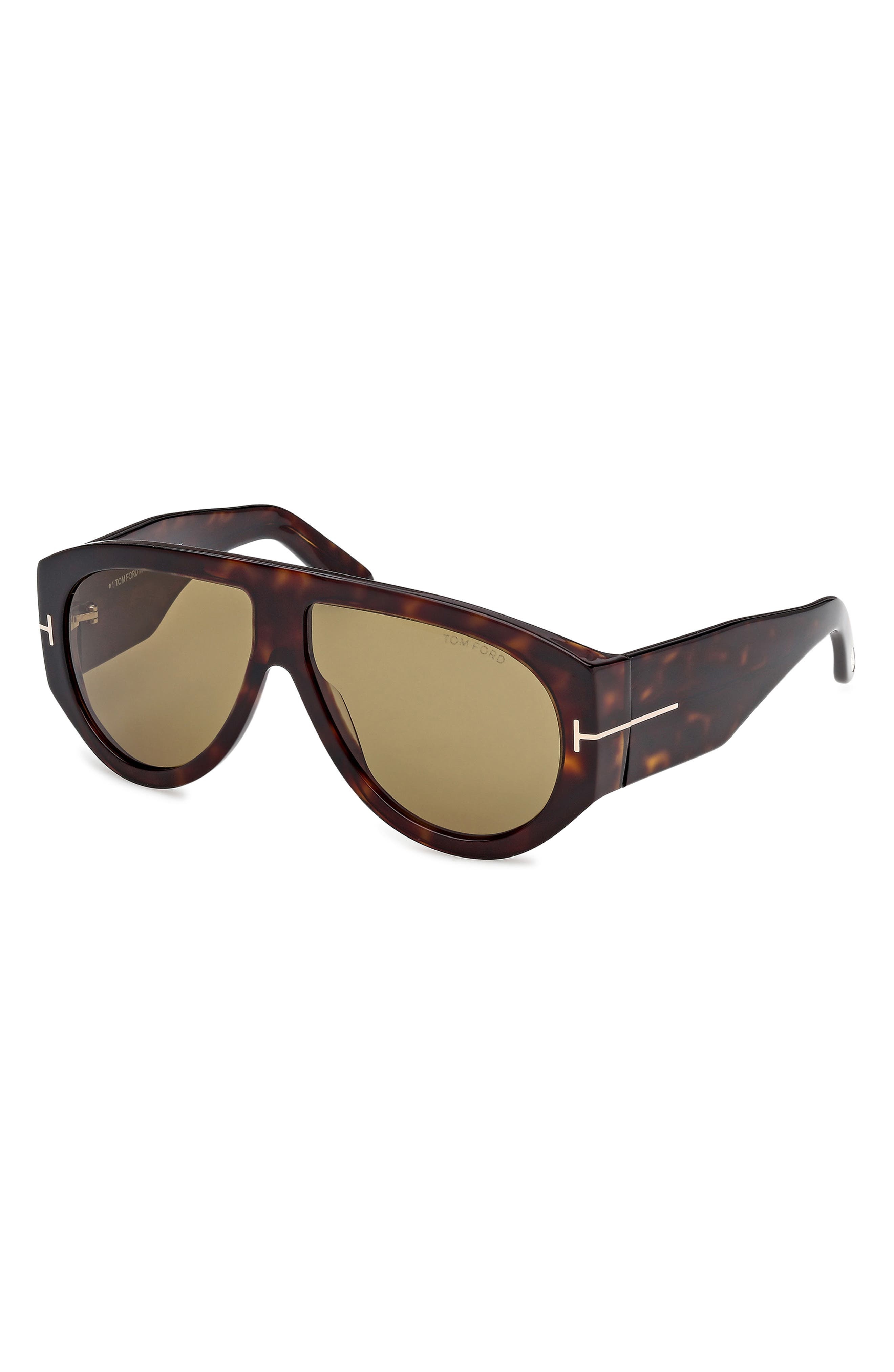 TOM FORD Bronson 60mm Aviator Sunglasses in Classic Dark Havana/Green at Nordstrom - 2