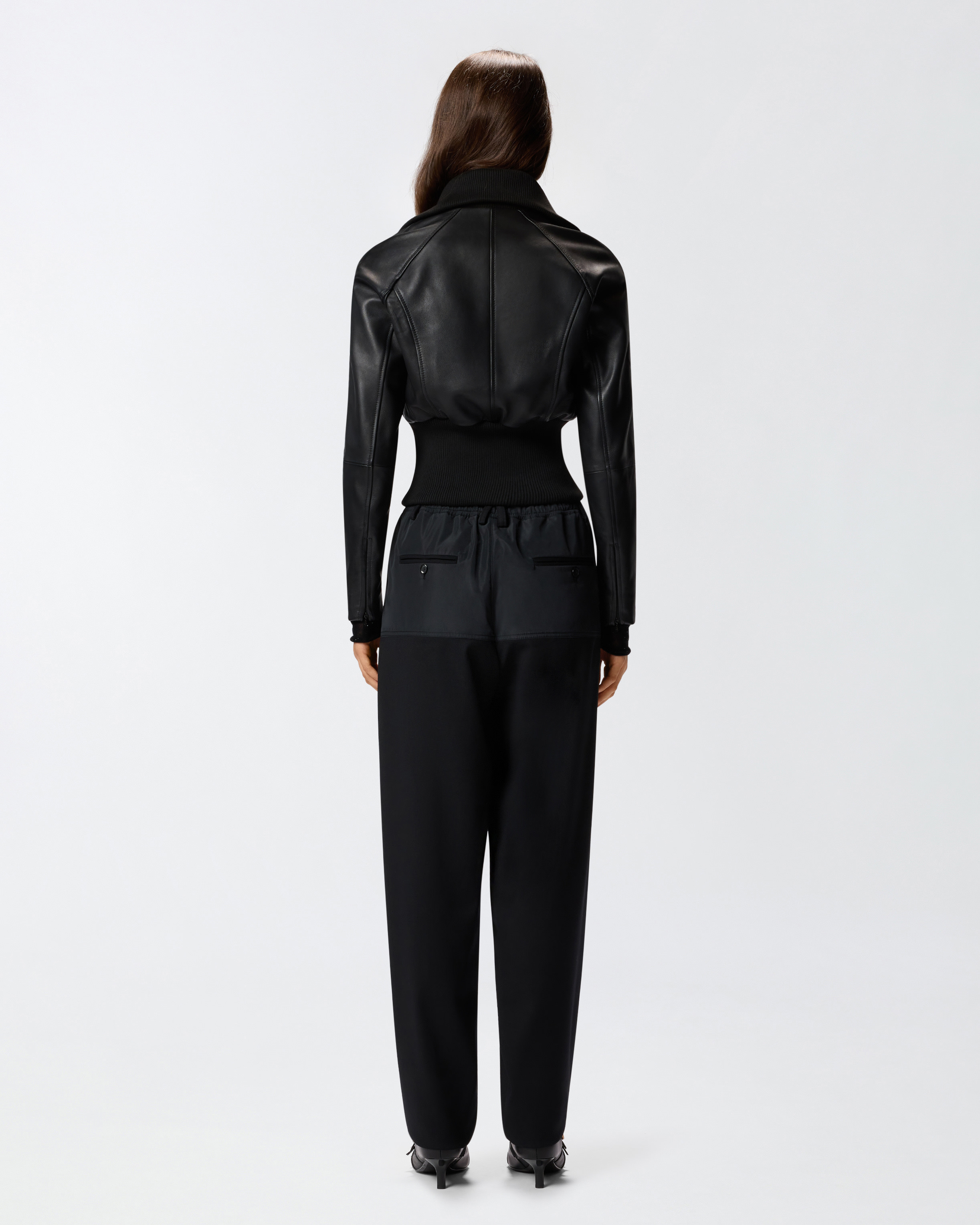 SHORT NAPPA LEATHER AND KNIT JACKET - 4