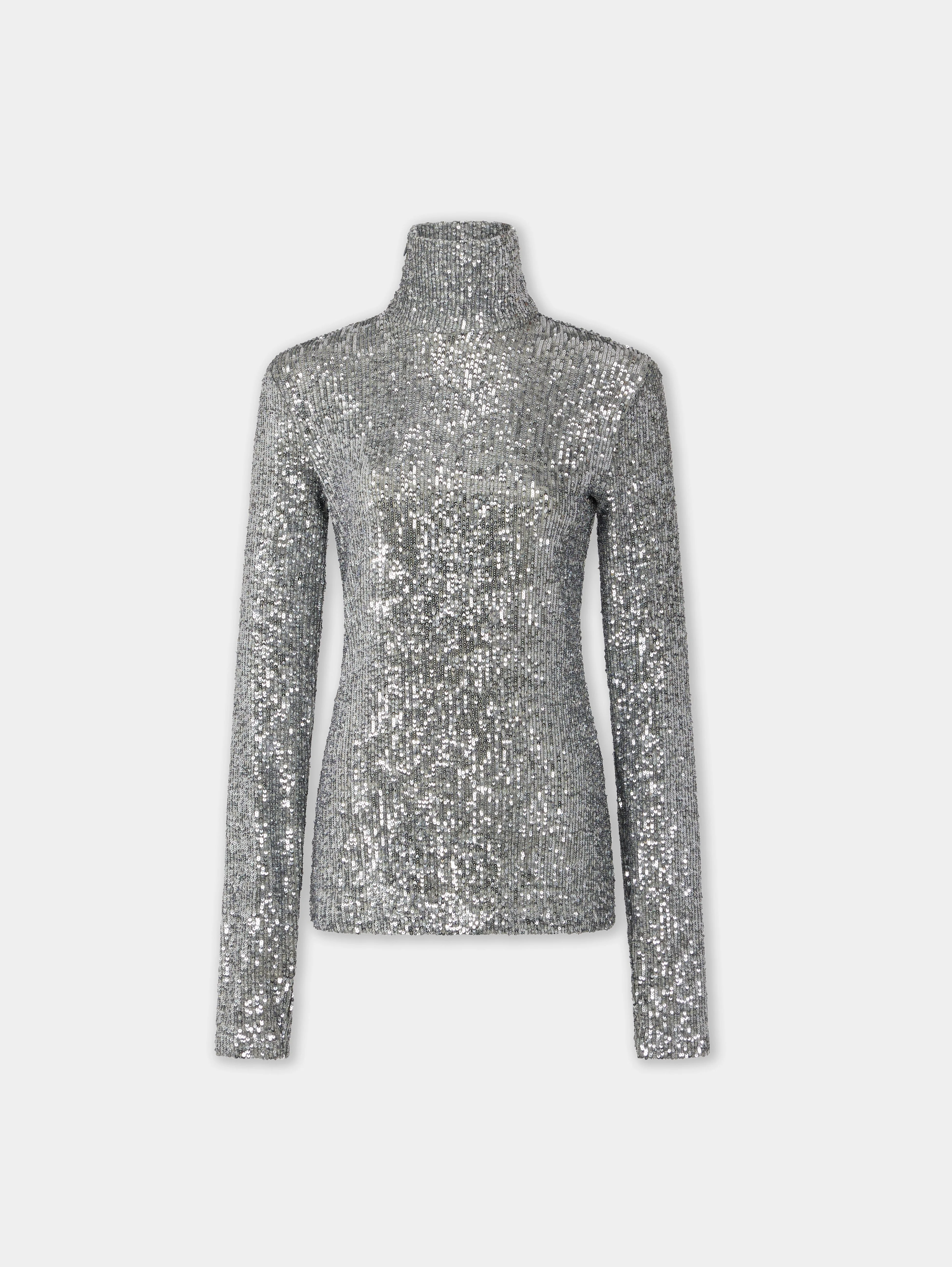 TURTLENECK TOP IN SEQUINS - 1