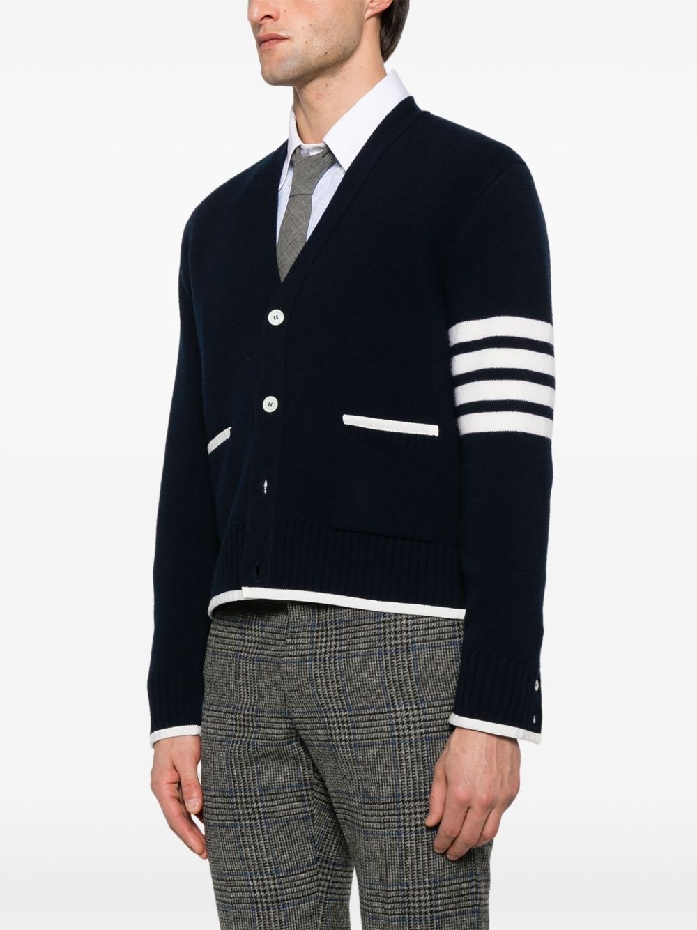 4-Bar stripe virgin wool cardigan - 3