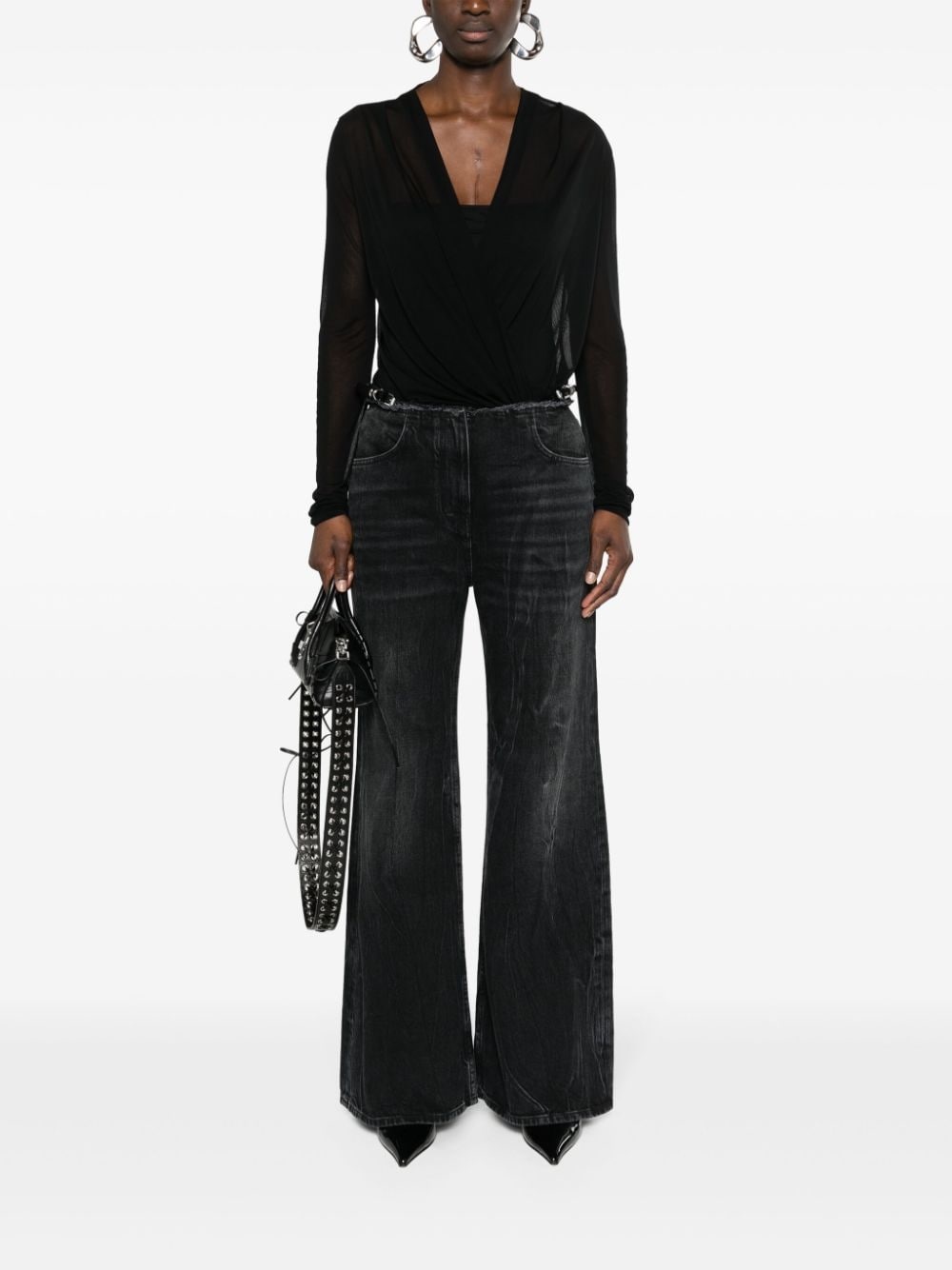 mesh wrap blouse - 2