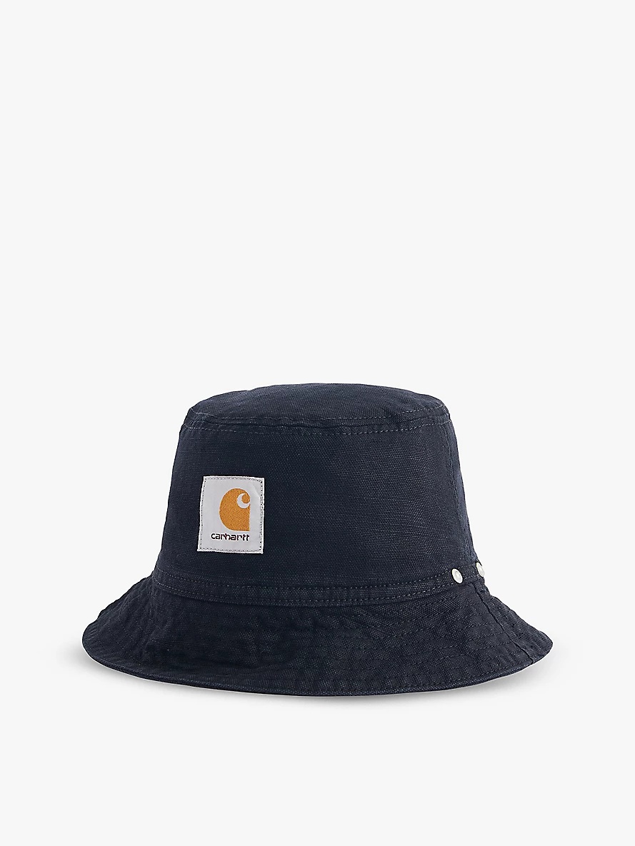 Walter logo-patch cotton and linen-blend bucket hat - 1