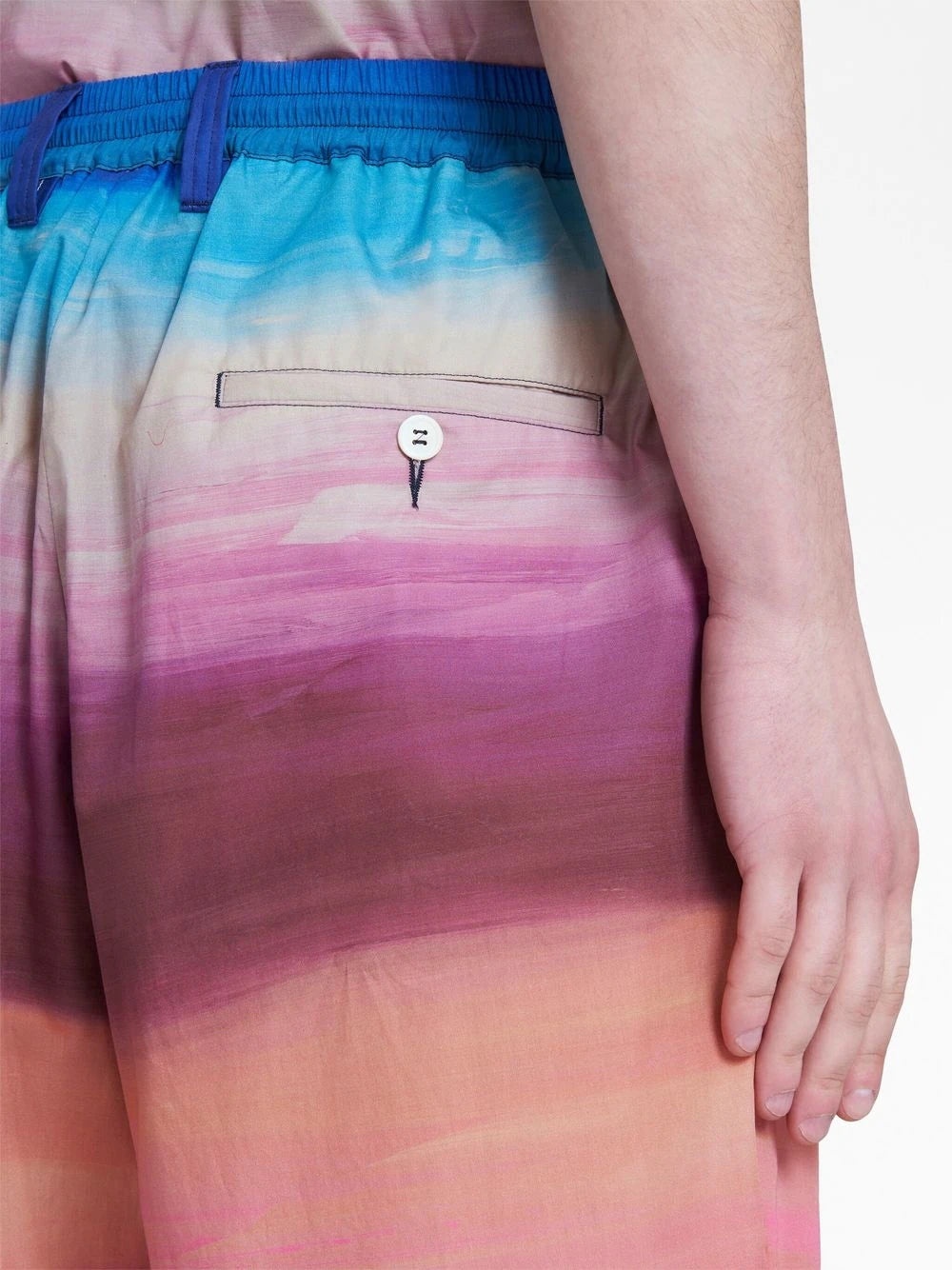 PAINTERLY-PRINT PLEATED COTTON SHORTS - 4