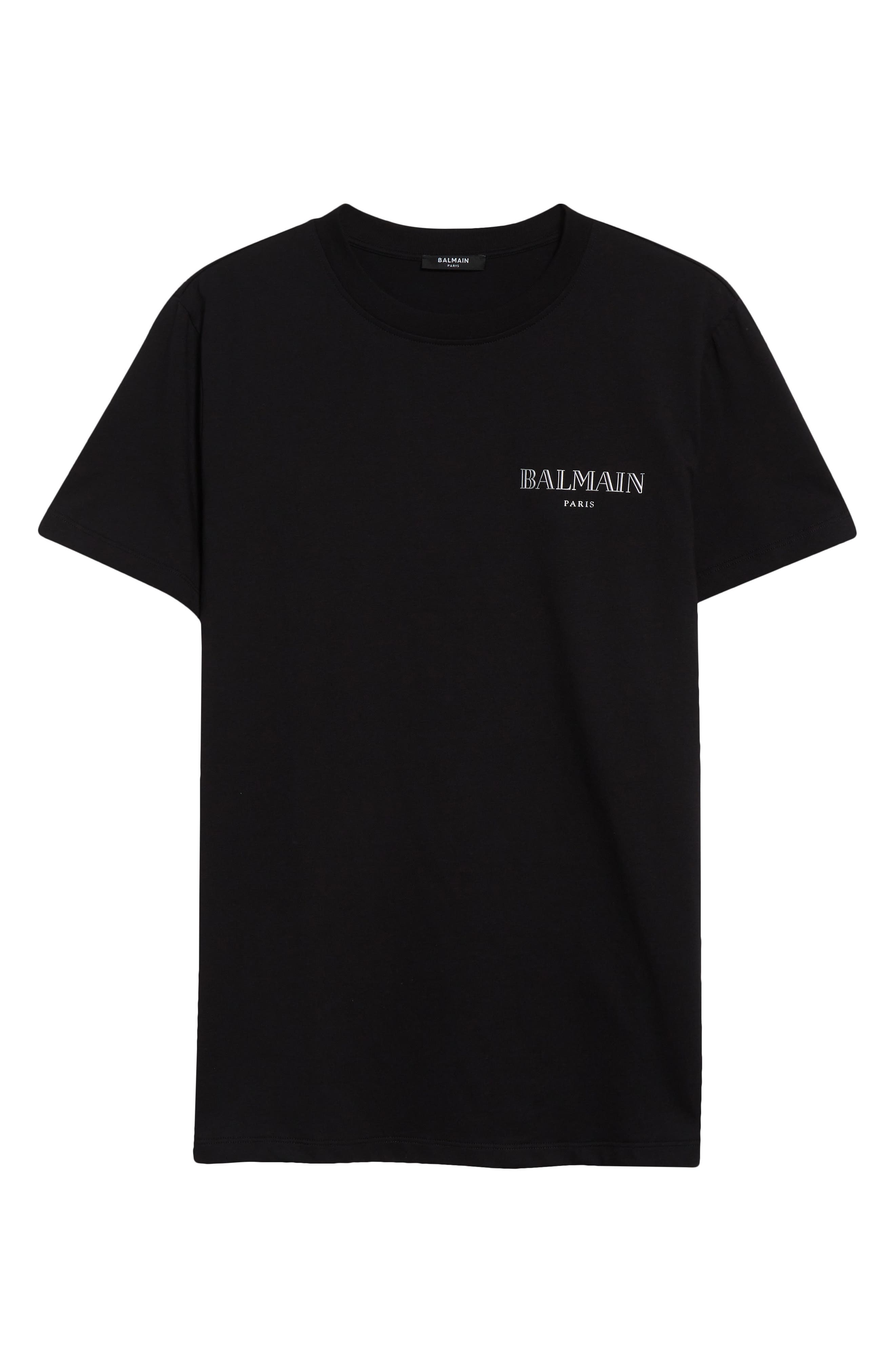 Balmain Gel Logo T-Shirt in Eac Black/Silver at Nordstrom - 5