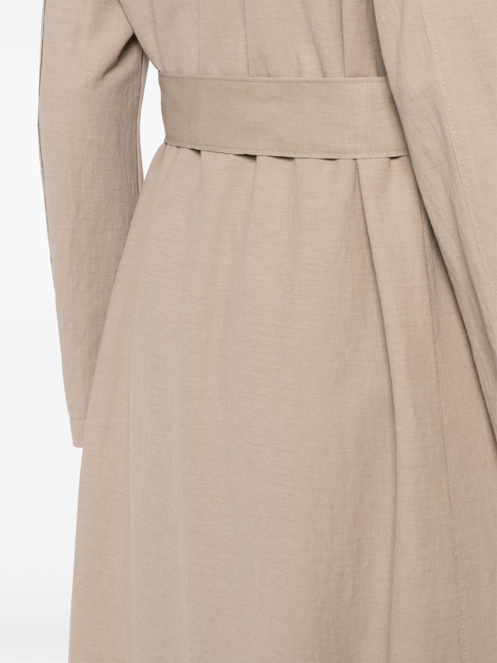 notched-lapel belted trench coat - 5