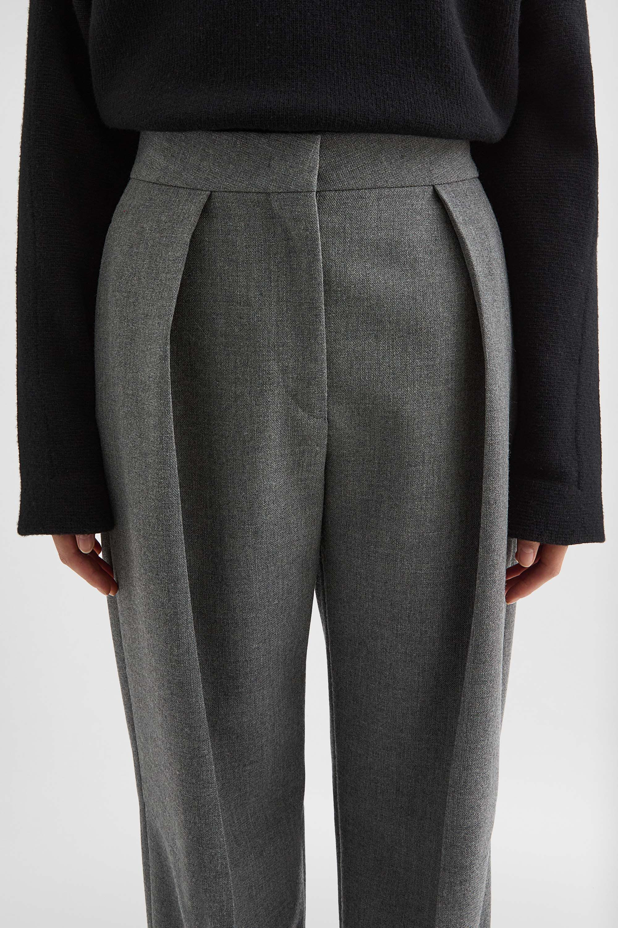 Wool Canvas Tailored Trousers - 4