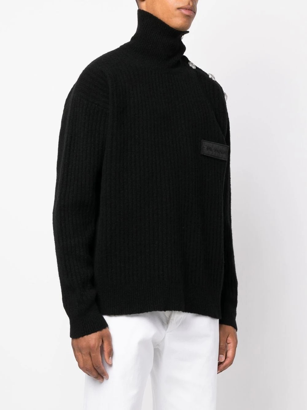 logo-patch roll neck jumper - 3