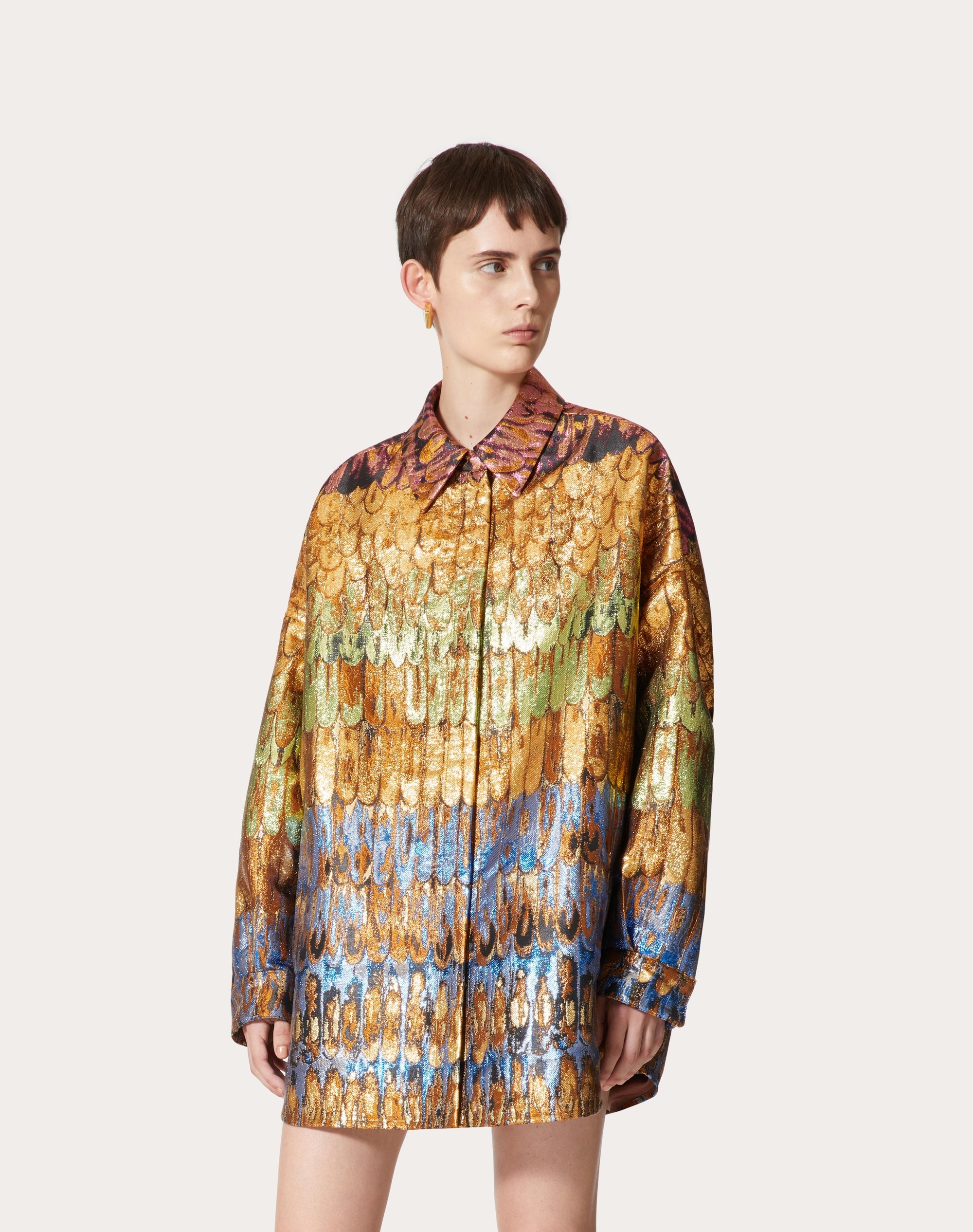 VALENTINO GOLDEN WINGS MULTICOLOR BROCADE OVERSHIRT - 3