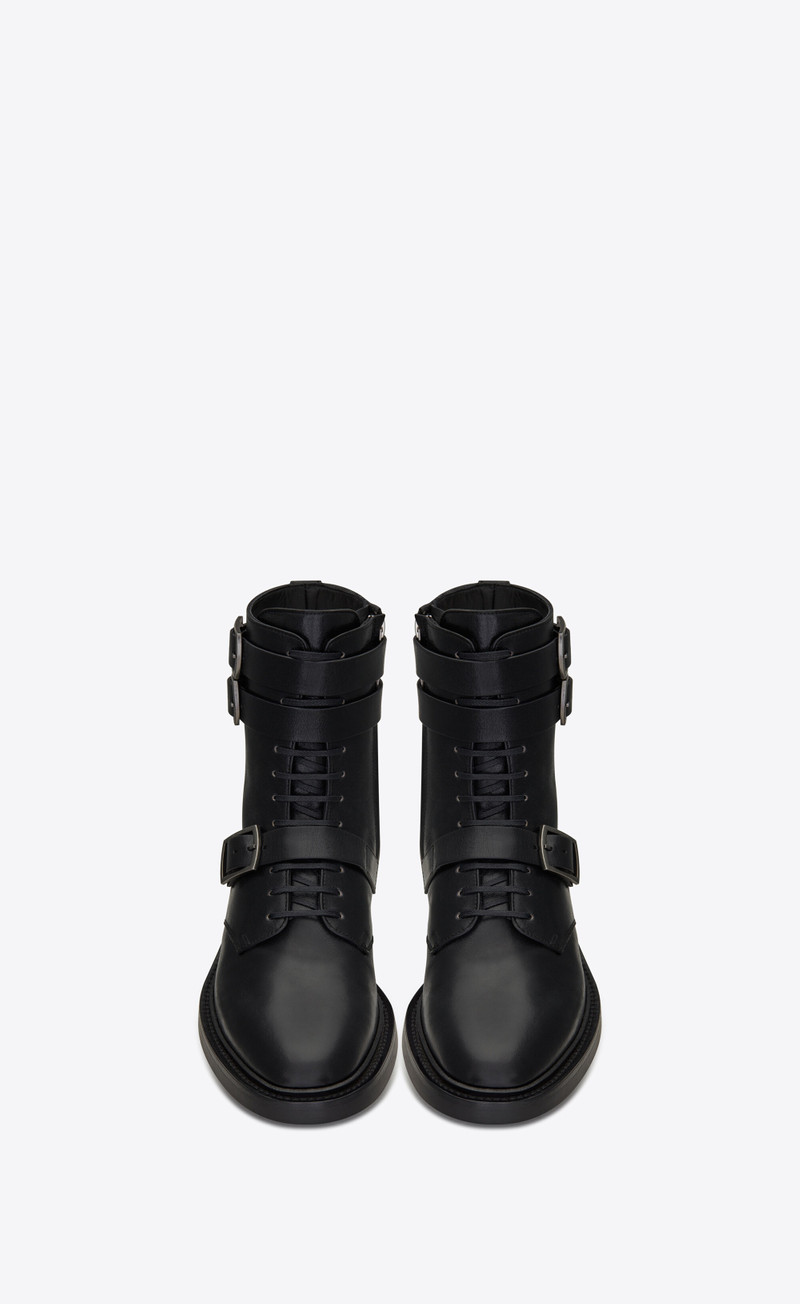 SAINT LAURENT army booties in kangaroo-embossed leather outlook