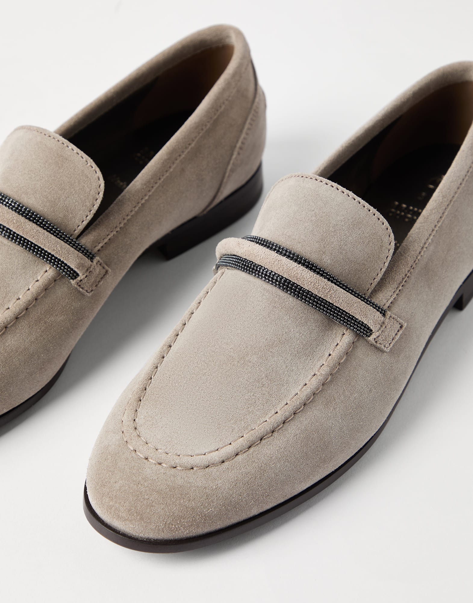 Suede penny loafers with shiny detail - 3