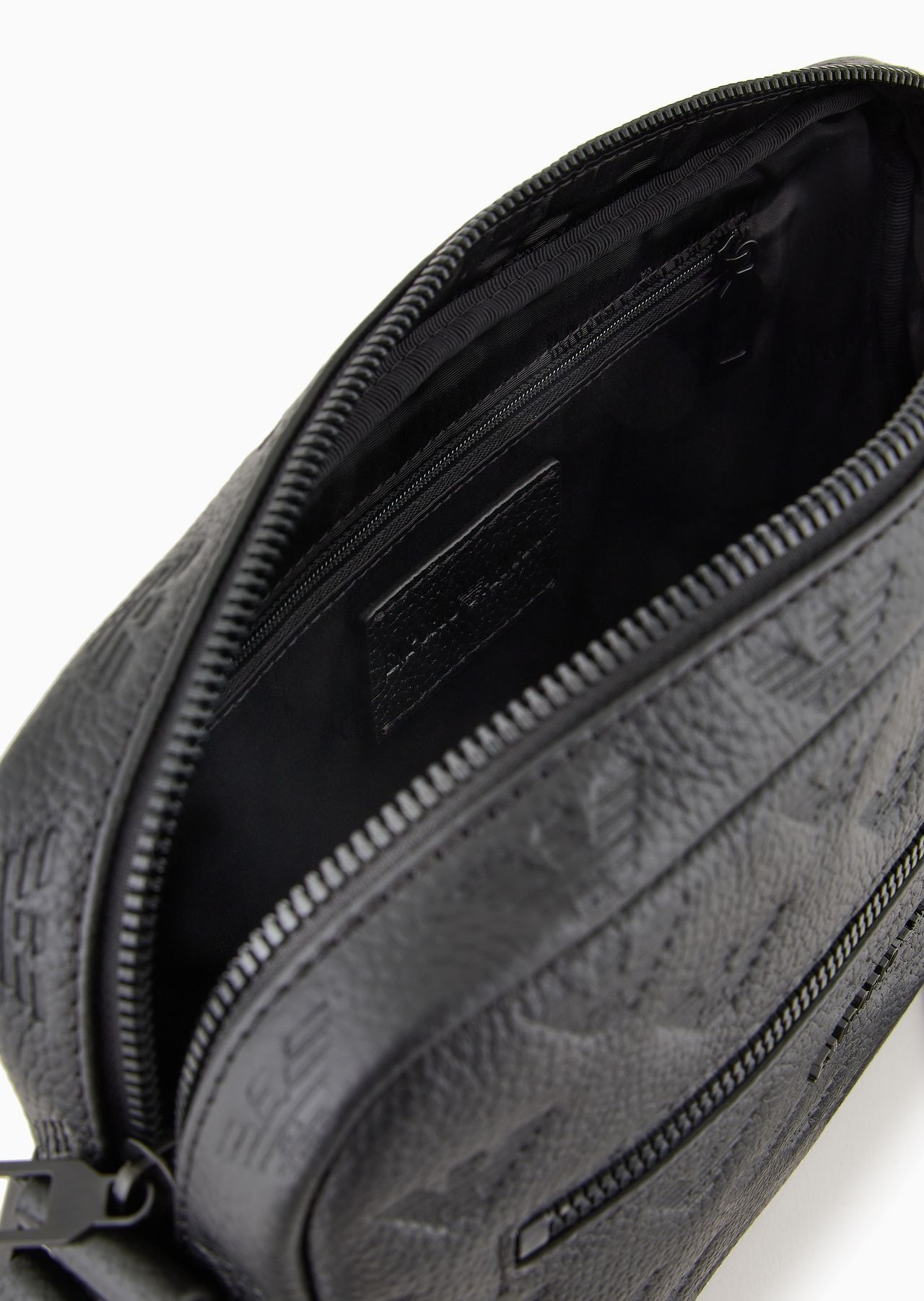 Leather shoulder bag with all-over embossed eagle - 4