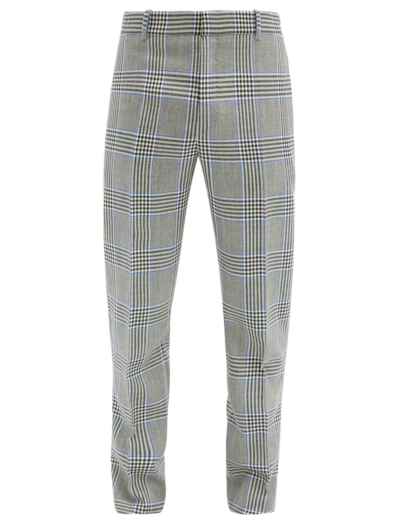 Glen-check wool-twill suit trousers - 1