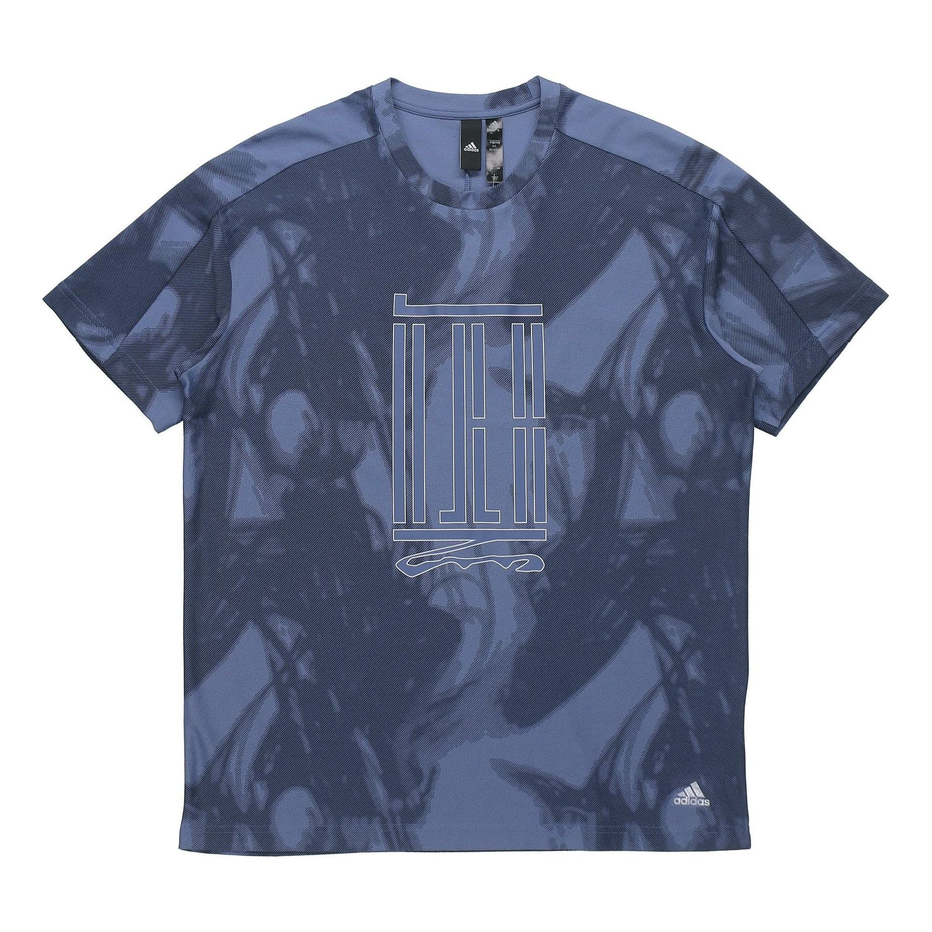 adidas Wj Top Series Sports Loose Printing Round Neck Short Sleeve Blue GU1801 - 1