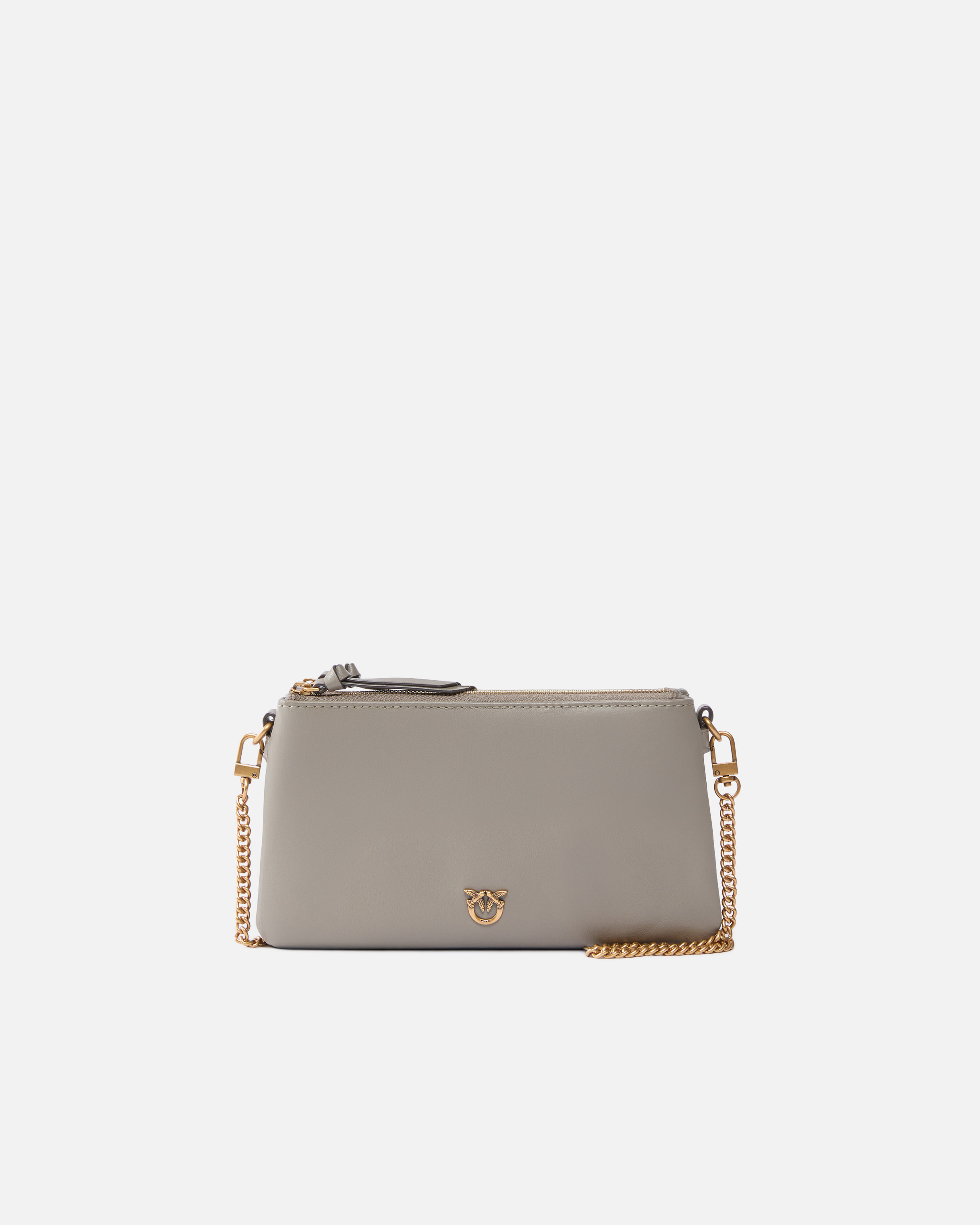 LEATHER MINI DOUBLE BAG WITH SHOULDER STRAP - 1