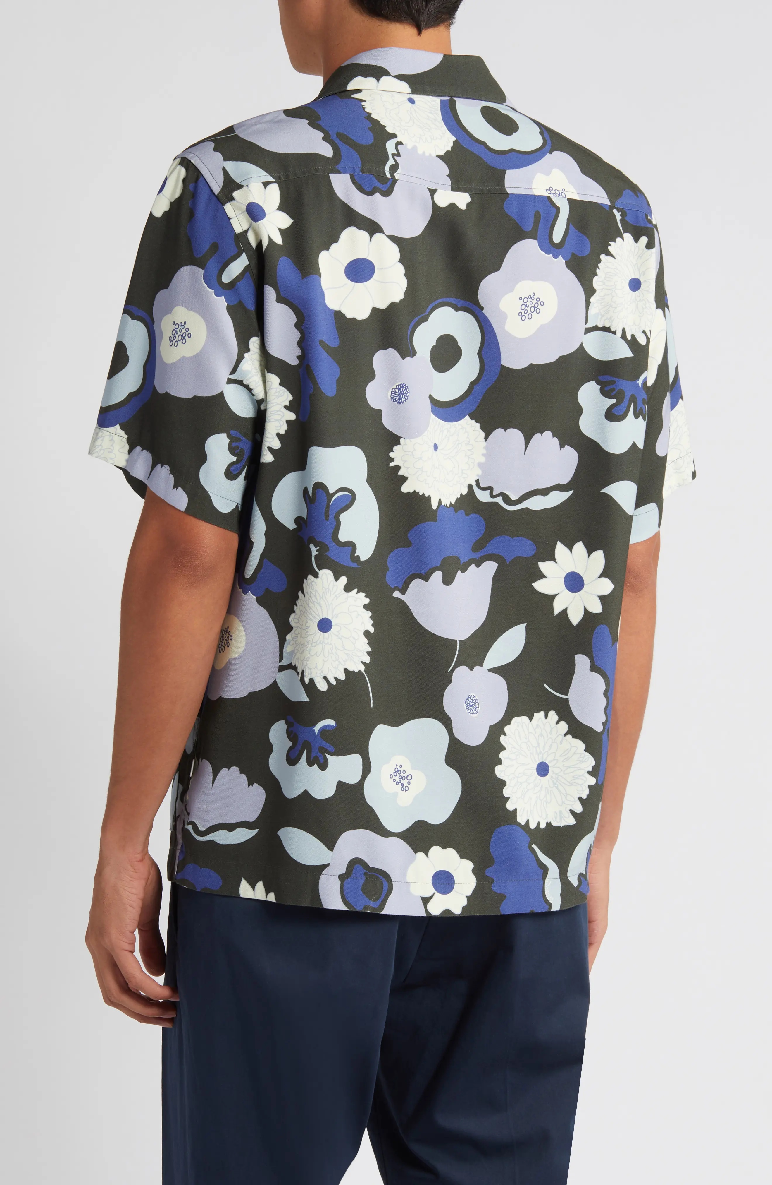 Hank 5719 Floral Print Button-Up Camp Shirt - 3