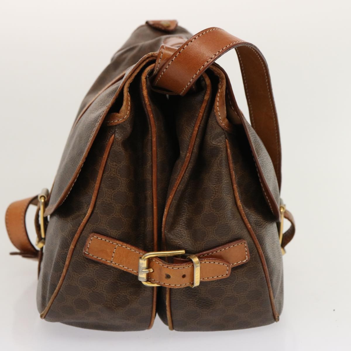CELINE Macadam Canvas Shoulder Bag Pvc Brown - 4