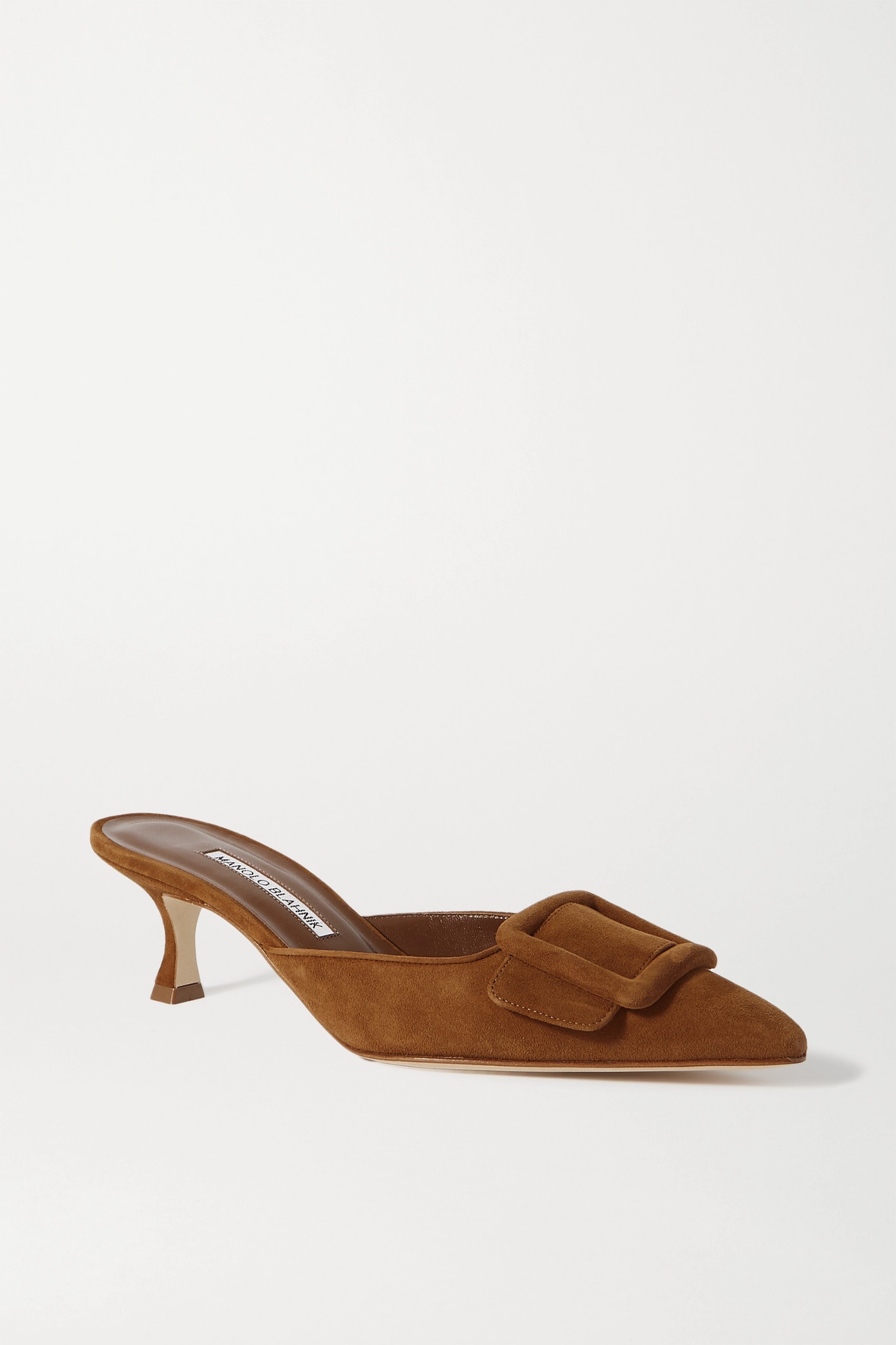 Maysale 50 buckled crepe de chine mules - 1