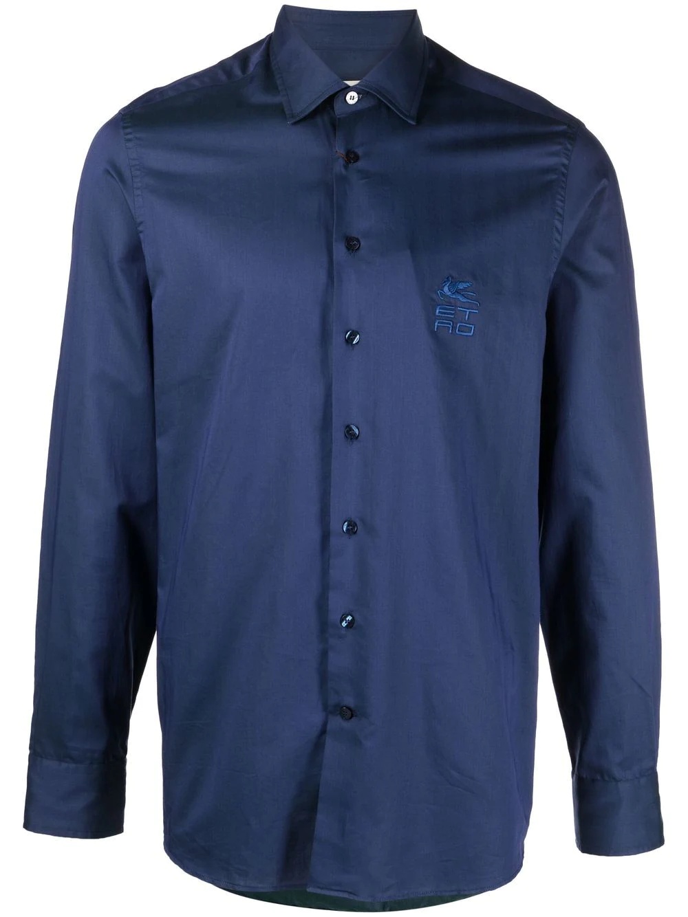 logo-embroidered long-sleeved shirt - 1