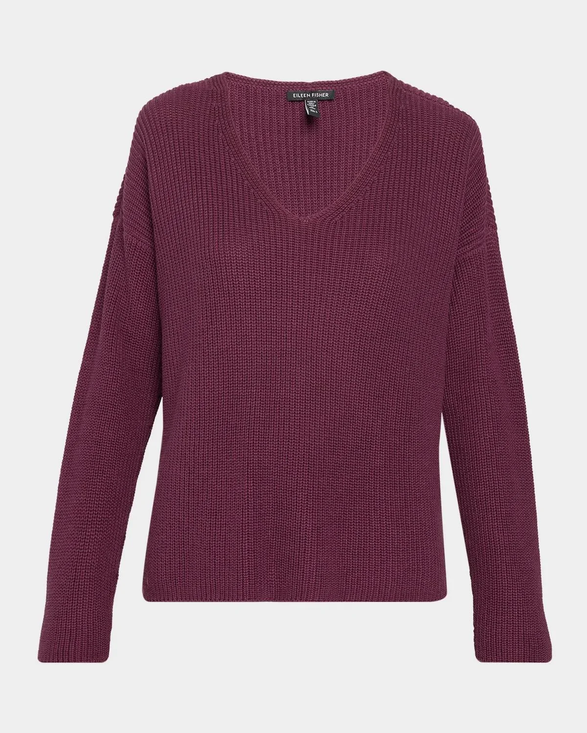 V-Neck Cotton Knit Sweater - 1