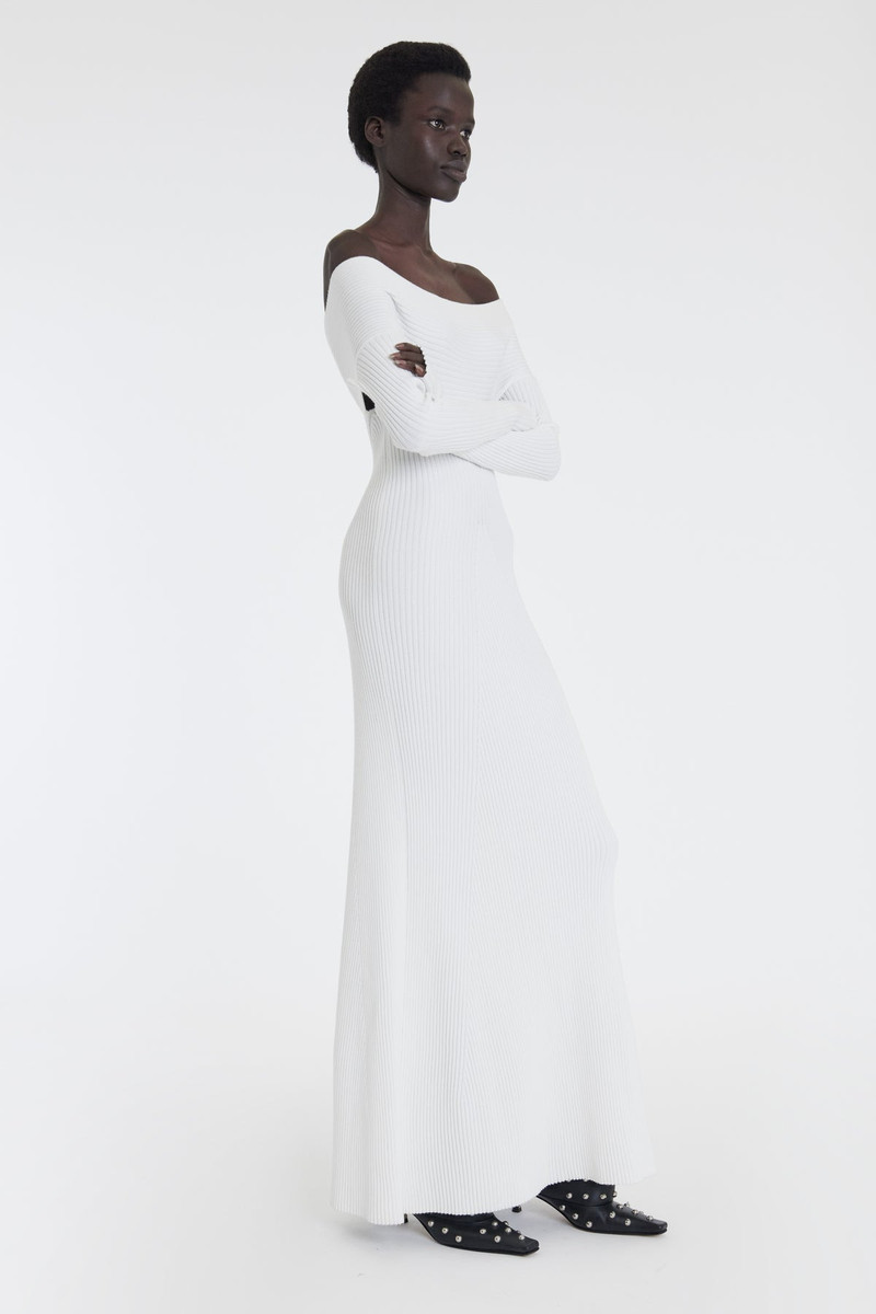 A.W.A.K.E. MODE KNIT MAXI OFF SHOULDER DRESS IVORY outlook