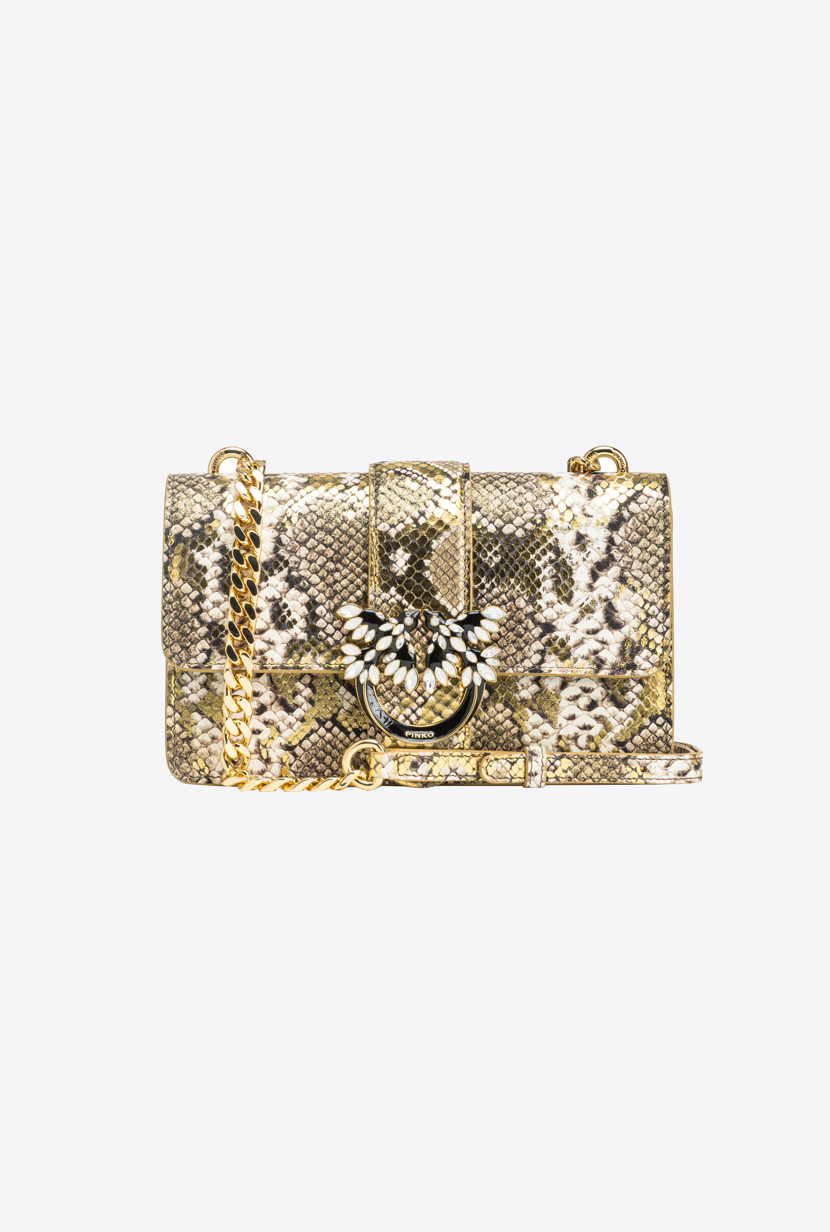 PINKO GALLERIA LAMINATED REPTILE MINI LOVE BAG ONE - 1