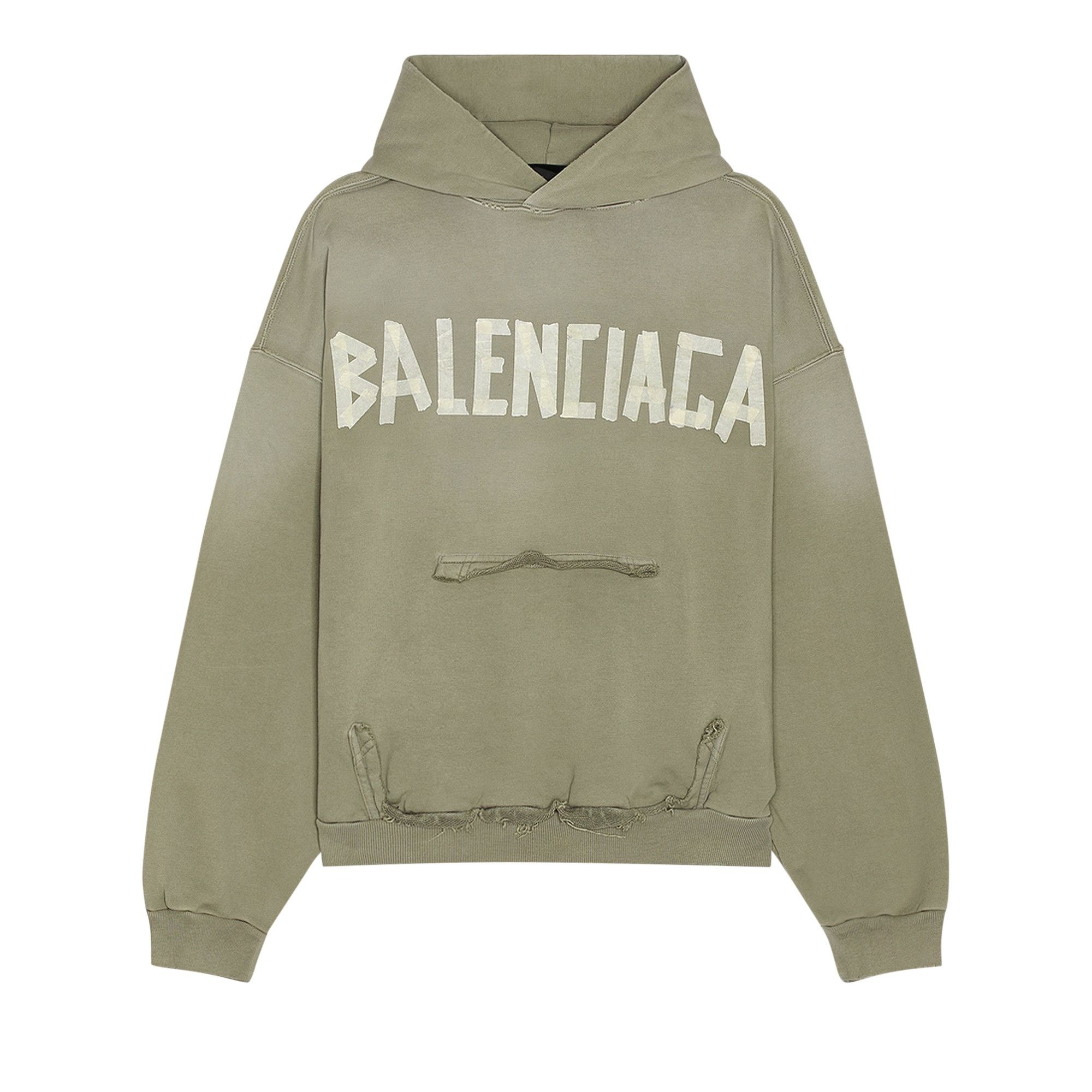 Balenciaga Ripped Pocket Hoodie 'Army Green' - 1