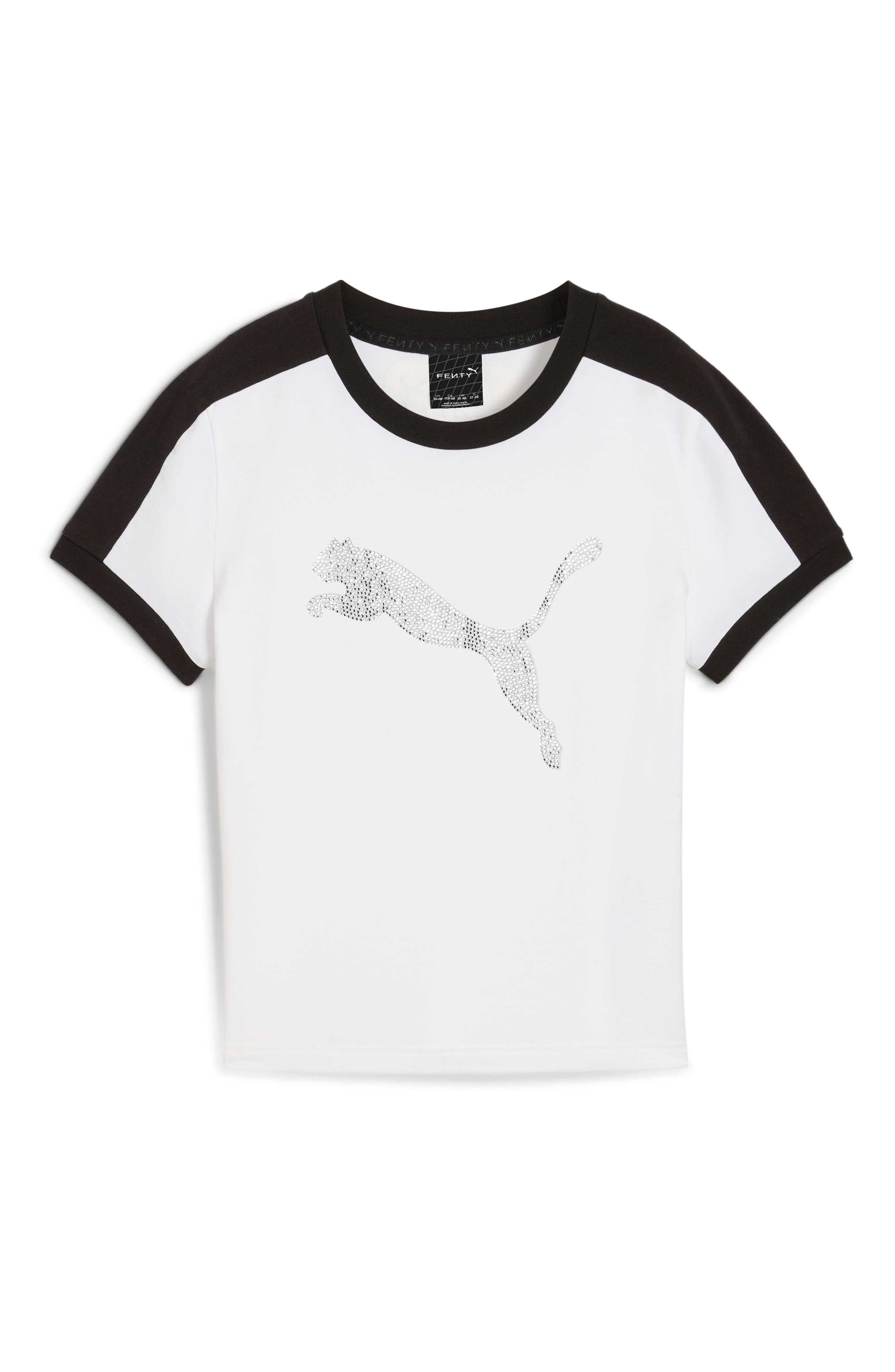 PUMA x Fenty Rhinestone Stretch Cotton Blend T-Shirt in Puma White at Nordstrom - 4